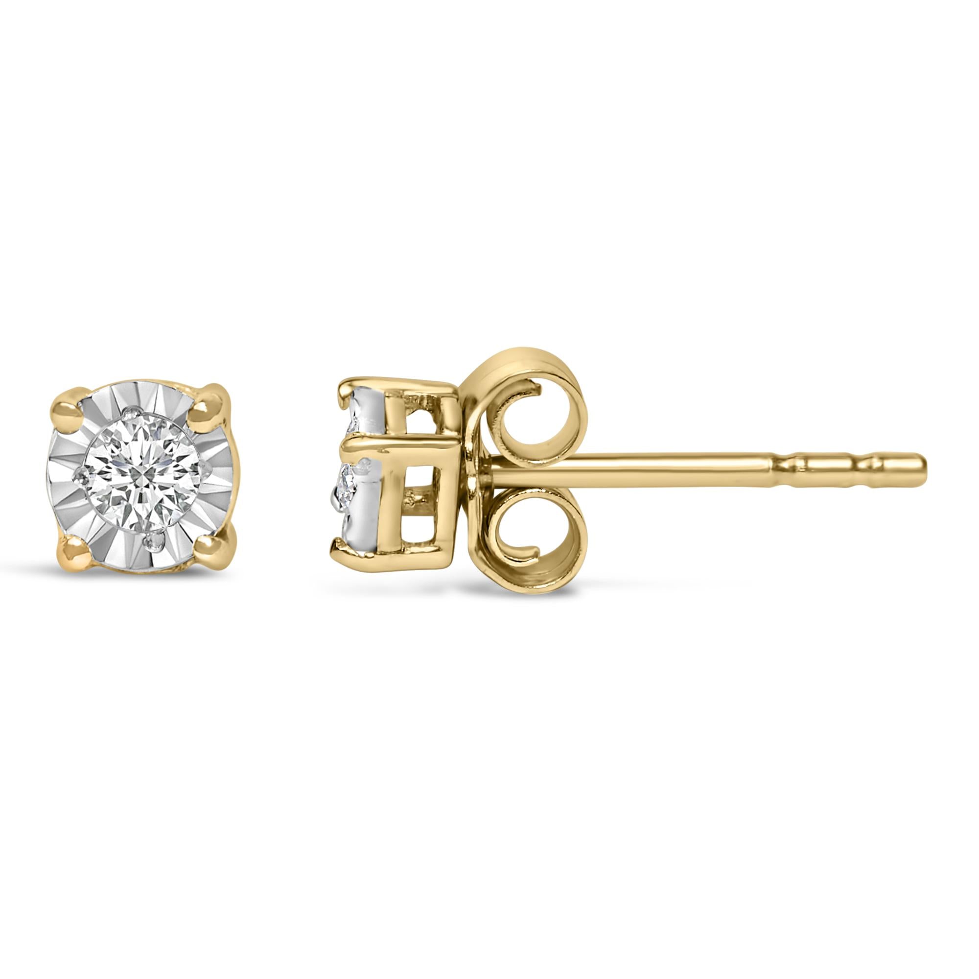 Aretes de plata de ley 925 con diamantes cultivados en laboratorio de talla brillante redonda de 1/10 quilates engastados milagros (color FG, claridad VS1-VS2) - Friggin Jewelry
