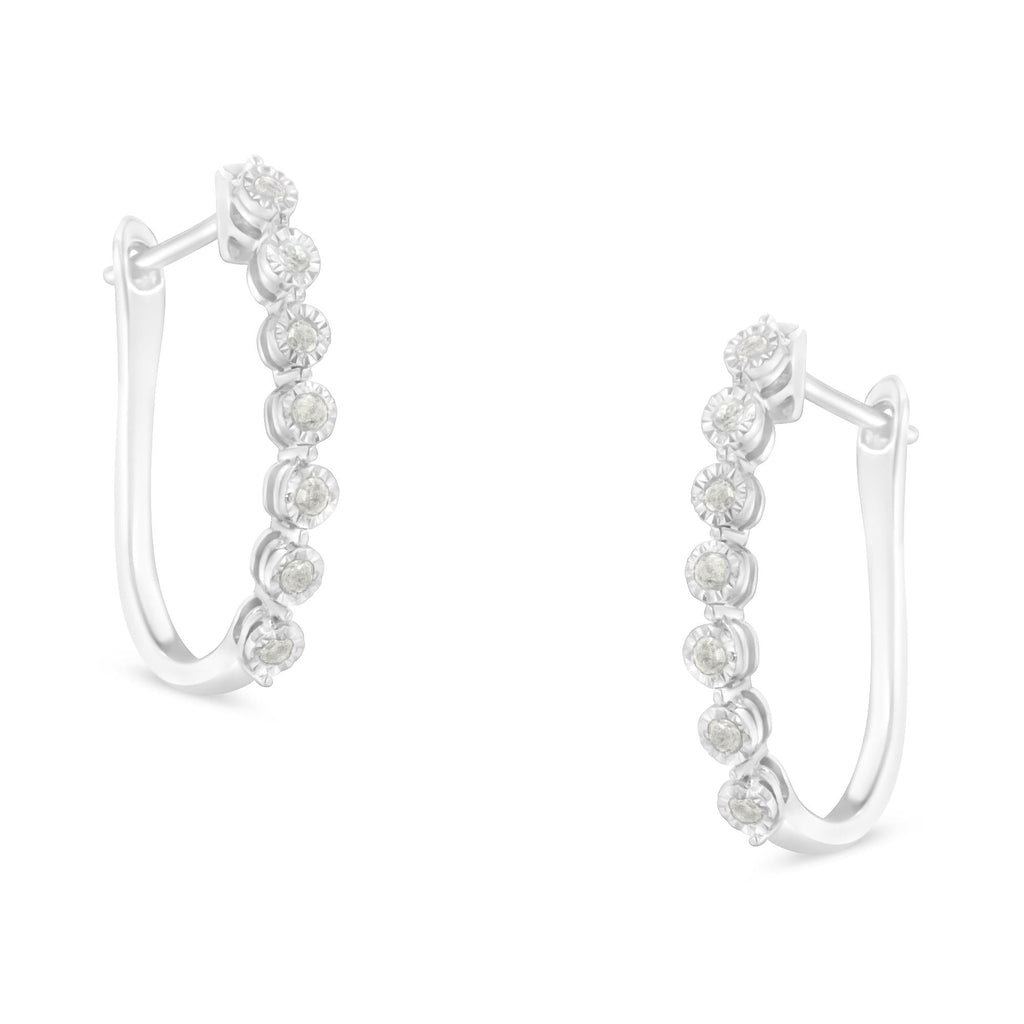 Orecchini a cerchio in argento sterling 925 con 7 diamanti incastonati da 1/2 ct (colore IJ, purezza I3) - Friggin Jewelry