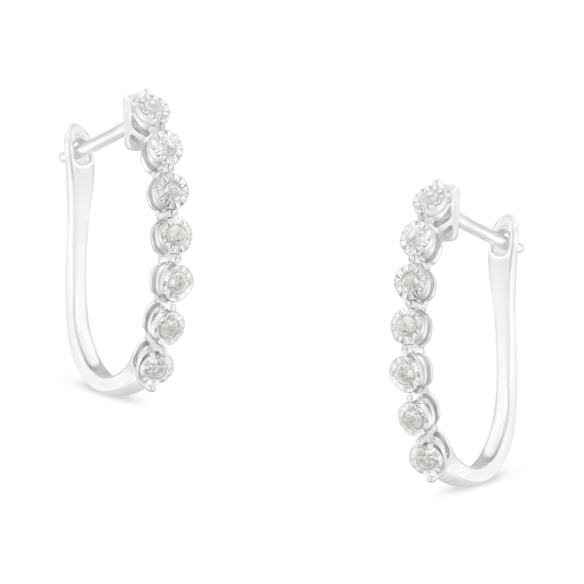 Orecchini a cerchio in argento sterling 925 con 7 diamanti incastonati da 1/2 ct (colore IJ, purezza I3) - Friggin Jewelry