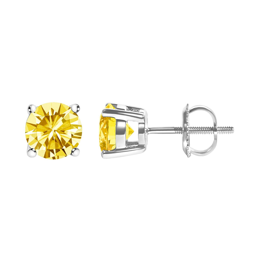 Aretes solitarios de diamantes amarillos cultivados en laboratorio en oro de 14 quilates - Friggin Jewelry