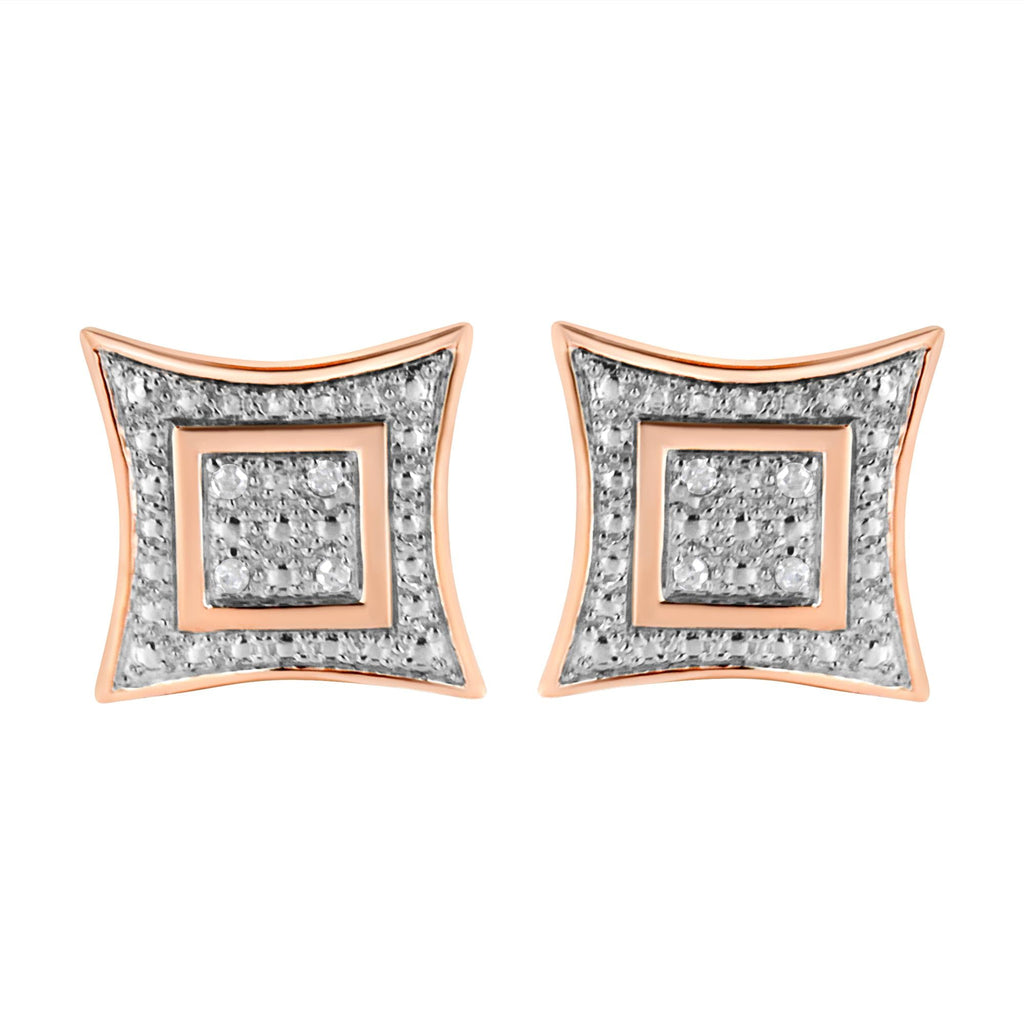 Pendientes de botón de plata de ley 925 con halo de estrella de cuatro puntas y detalles de diamantes (color HI, claridad I2-I3) - Friggin Jewelry