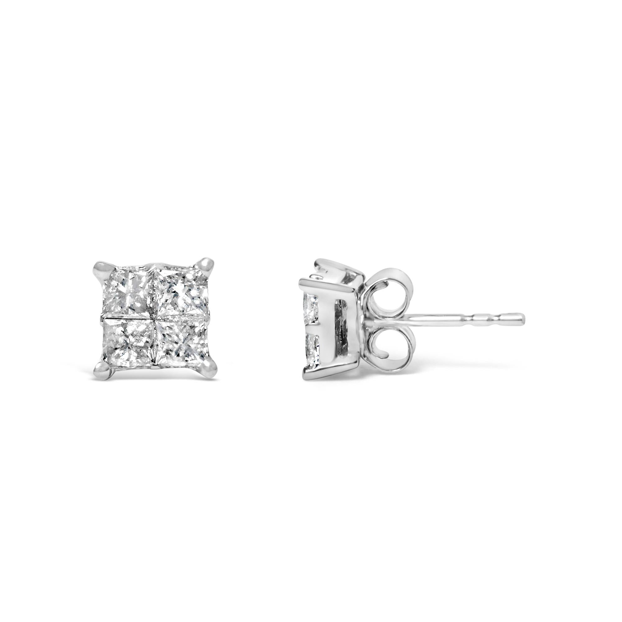 10K White Gold Diamond Stud Earrings (3/4 cttw, H-I Color, SI2-I1 Clarity) - Friggin Jewelry