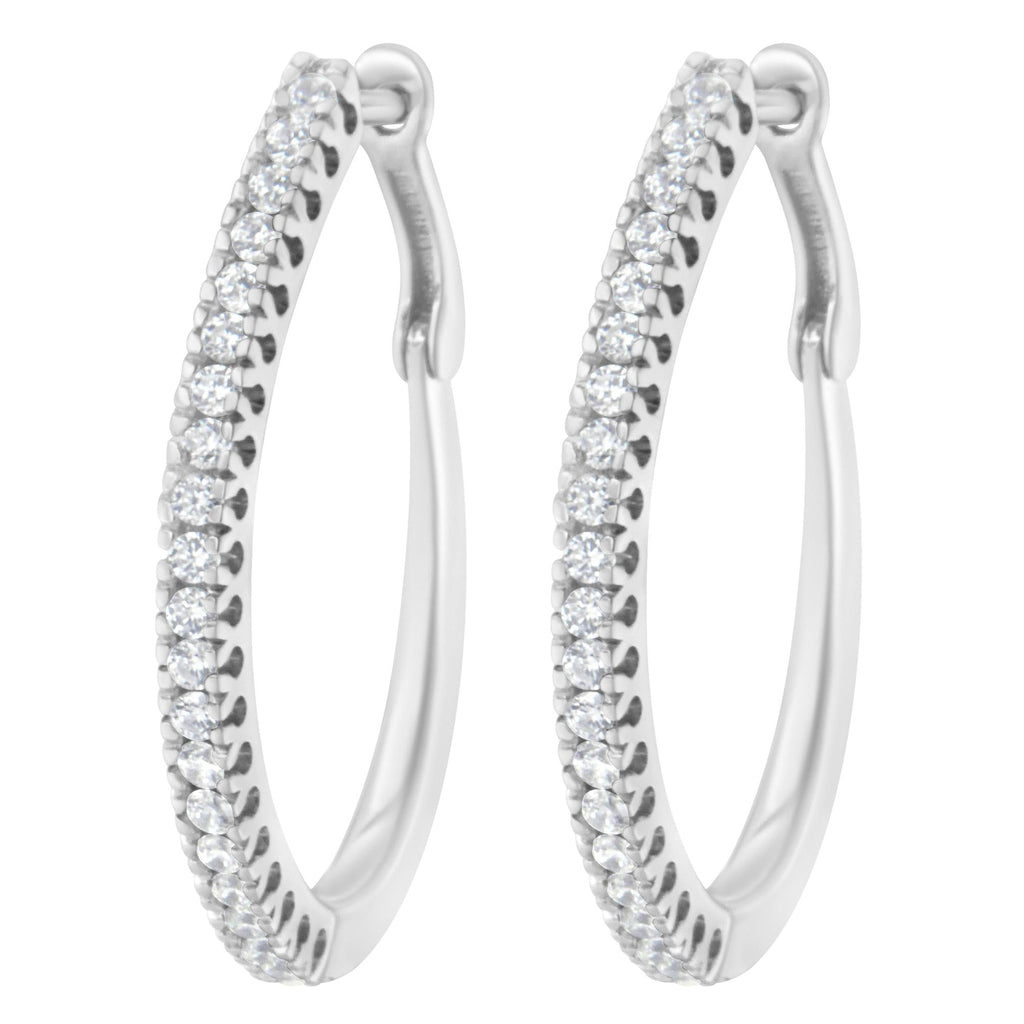 Orecchini a cerchio in oro bianco 10 carati con diamanti da 1/2 carati (IJ, I2-I3) - Friggin Jewelry