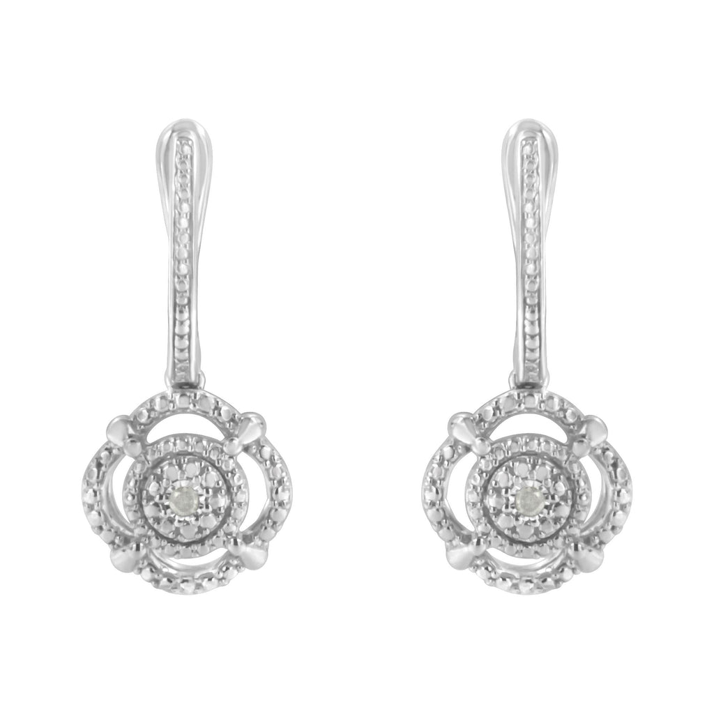 Pendientes colgantes de plata de ley 925 con detalles de diamantes engastados milagros (color IJ, claridad I3) - Friggin Jewelry