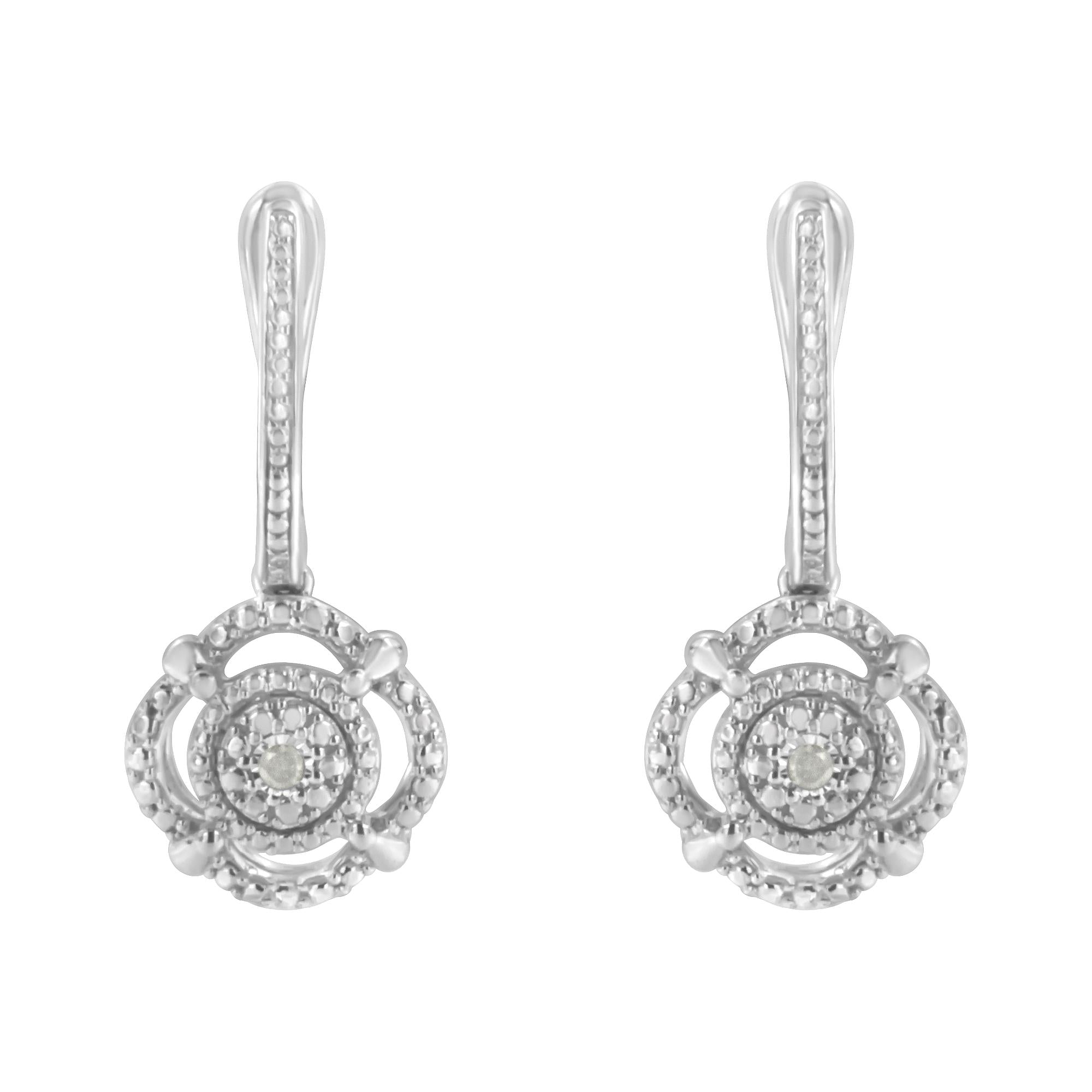 Pendientes colgantes de plata de ley 925 con detalles de diamantes engastados milagros (color IJ, claridad I3) - Friggin Jewelry