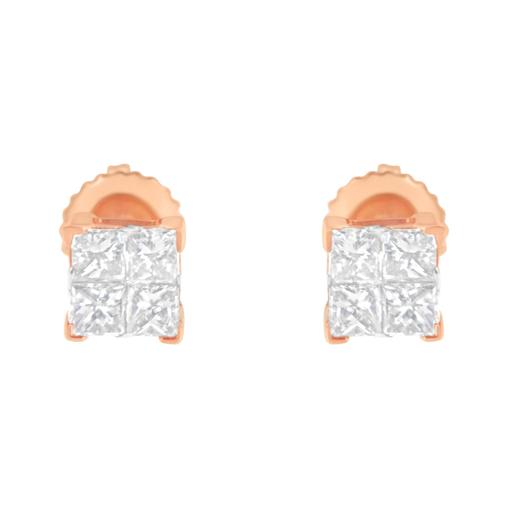 10K Gold Princess Diamond Composite Stud Earring (1/2 cttw, I-J Color, I1-I2 Clarity) - Friggin Jewelry
