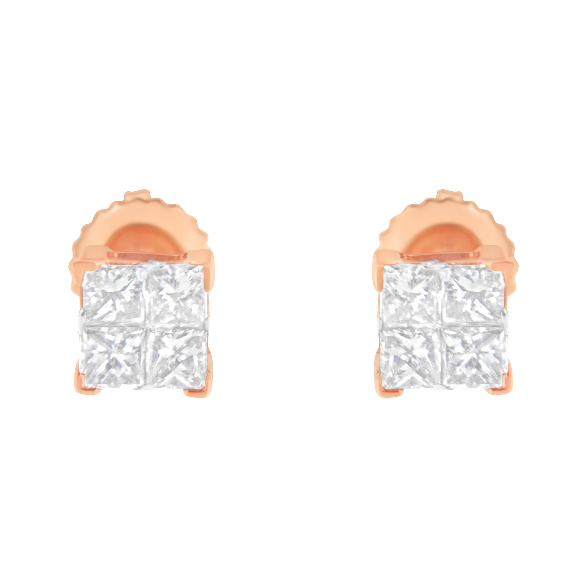 10K Gold Princess Diamond Composite Stud Earring (1/2 cttw, I-J Color, I1-I2 Clarity) - Friggin Jewelry