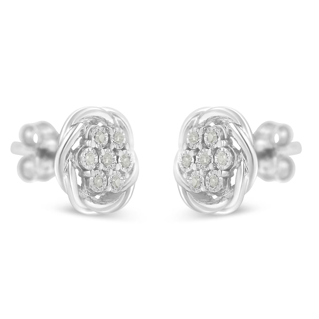 Aretes de plata de ley con diamantes en racimo (1/6 ct, color IJ, claridad I2-I3) - Friggin Jewelry