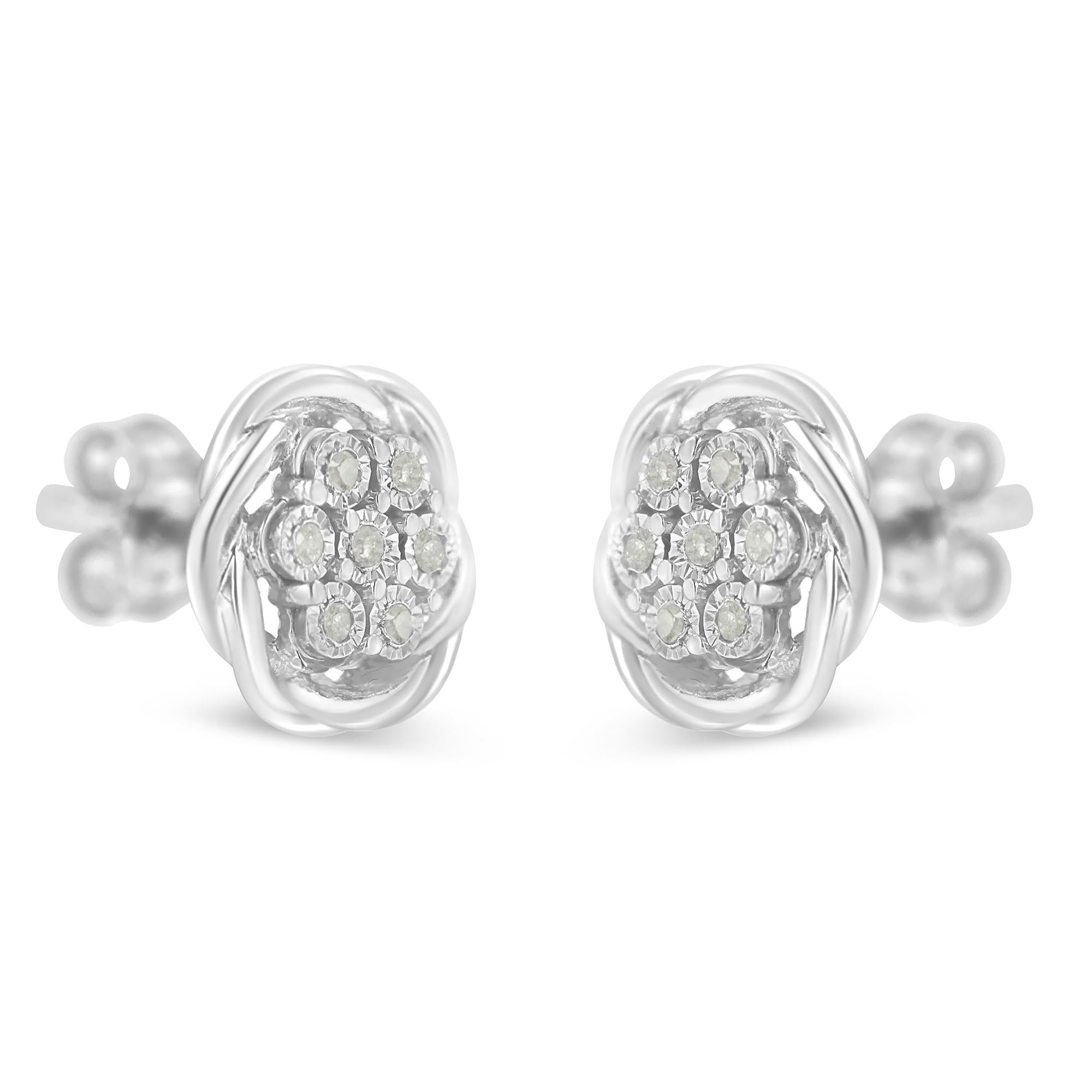 Aretes de plata de ley con diamantes en racimo (1/6 ct, color IJ, claridad I2-I3) - Friggin Jewelry