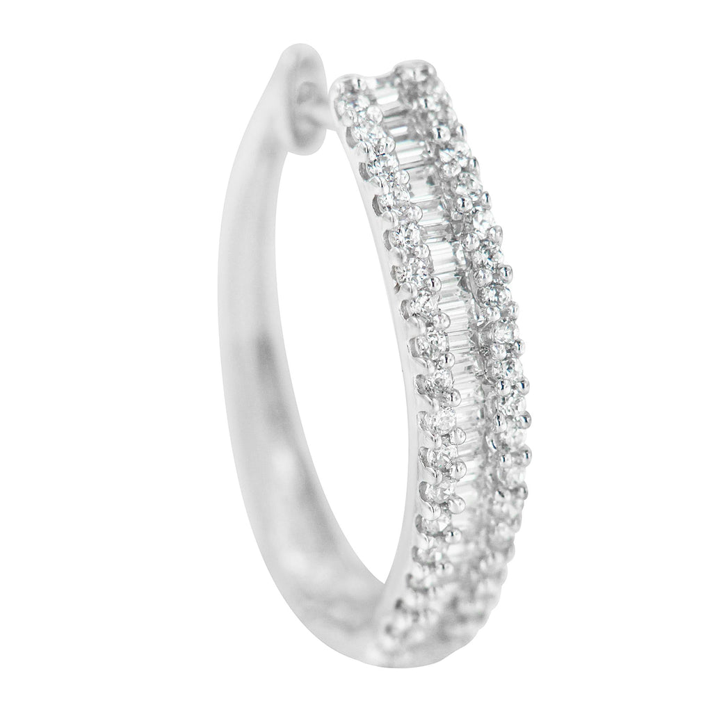Aros de diamantes en oro blanco de 10 quilates (3/4 ct, color IJ, claridad I2-I3) - Friggin Jewelry