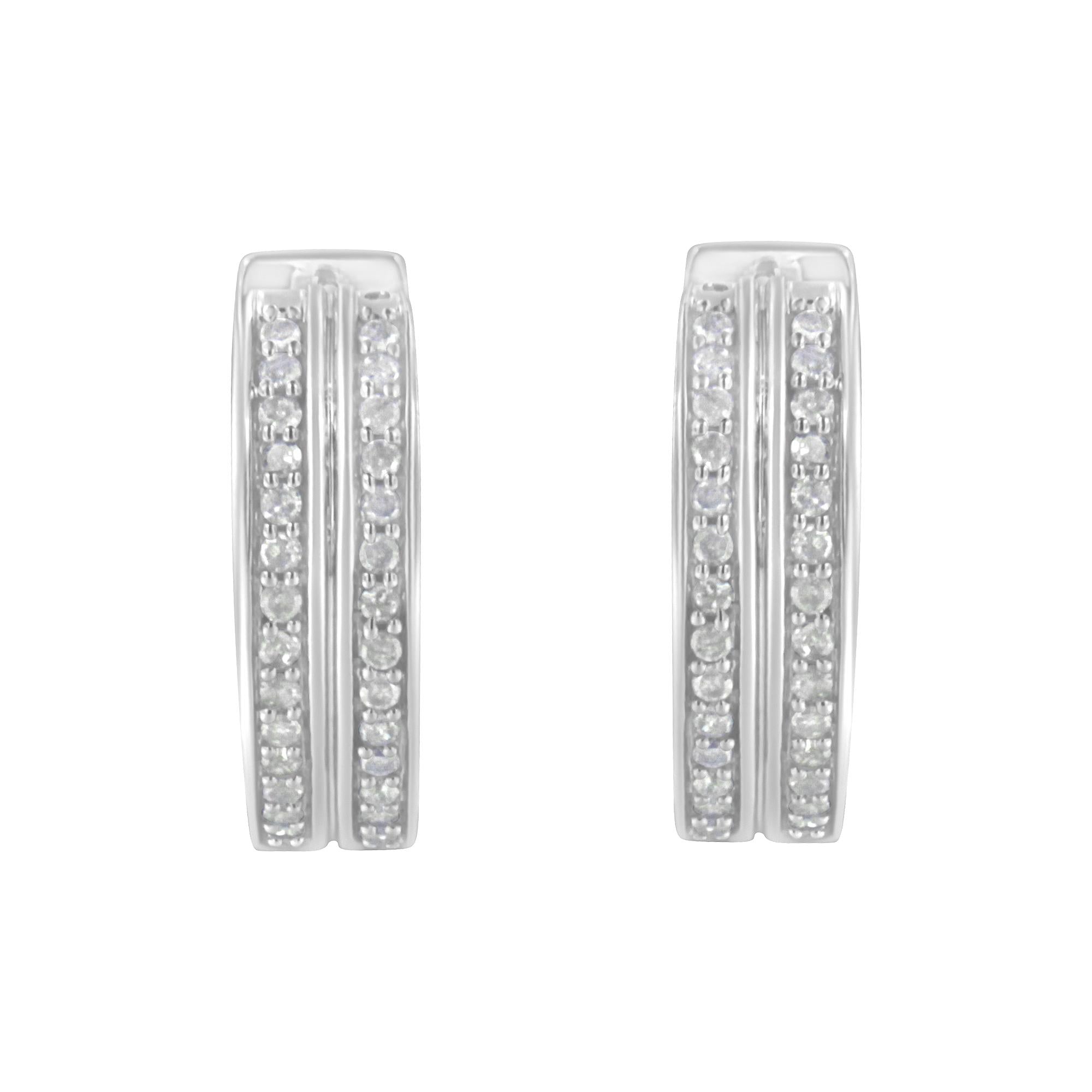 Orecchini a cerchio in oro bianco 10 carati con diamanti (1/2 carato, colore IJ, purezza I2-I3) - Friggin Jewelry