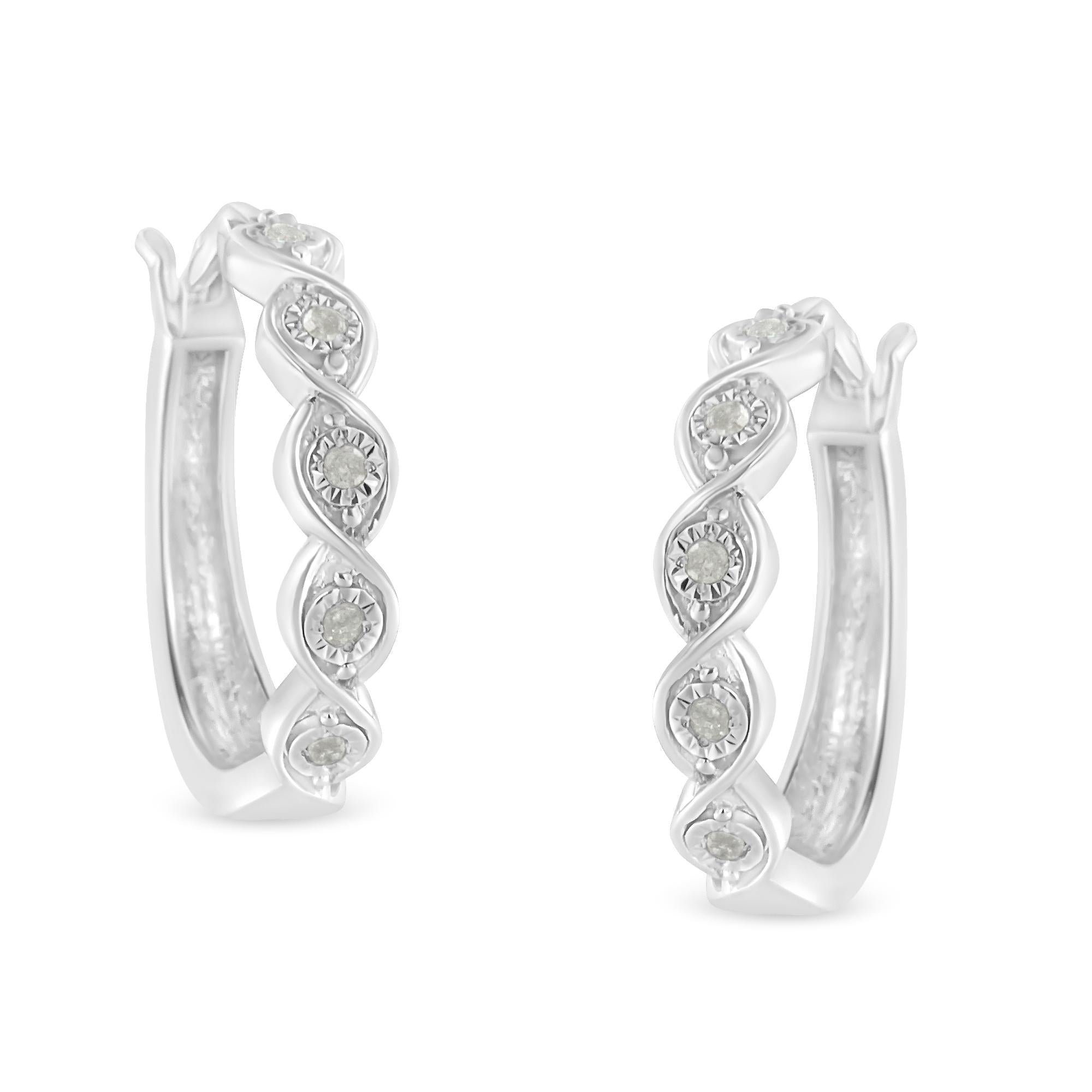 Orecchini a cerchio con vortice infinito di diamanti incastonati in argento sterling 925 da 1/10 ct (colore IJ, purezza I3) - Friggin Jewelry