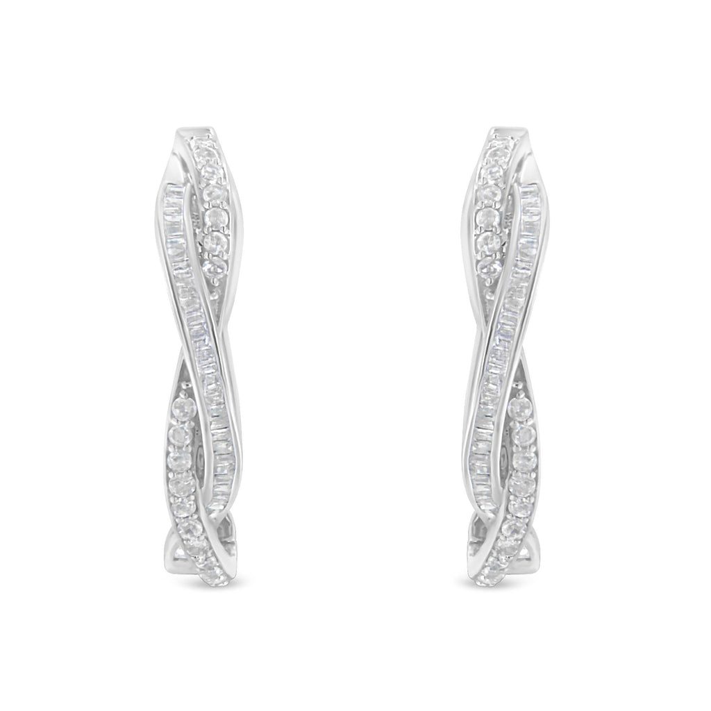 Orecchini a cerchio in argento sterling con diamanti (0,75 carati, colore IJ, purezza I2-I3) - Friggin Jewelry