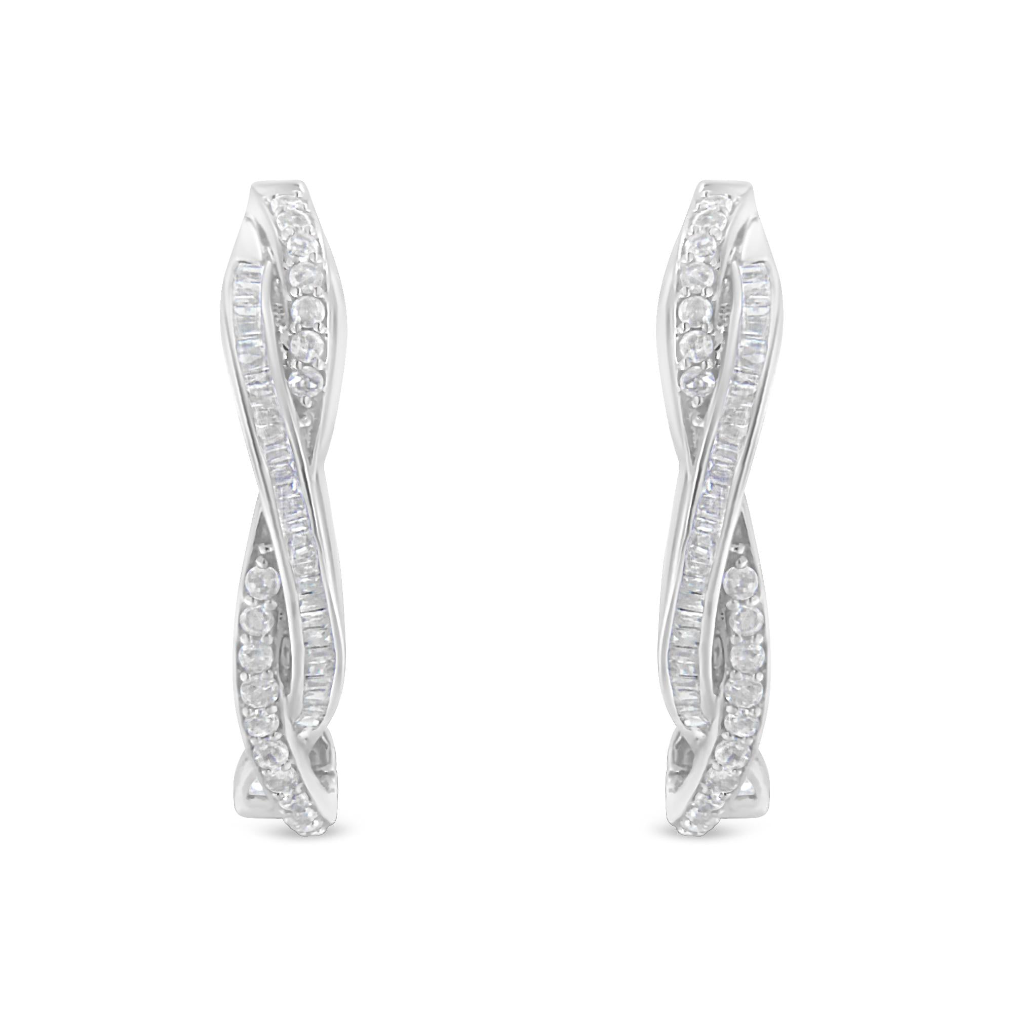 Orecchini a cerchio in argento sterling con diamanti (0,75 carati, colore IJ, purezza I2-I3) - Friggin Jewelry