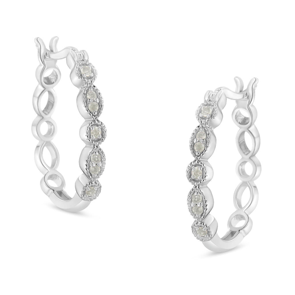 Aro de plata de ley 925 con diamantes milgrain de 1/6 ct (color IJ, claridad I3) - Friggin Jewelry