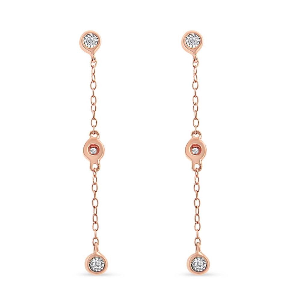 Pendiente colgante de plata de ley 925 bañado en oro rosa de 10 quilates con diamantes de 1/15 quilates (color IJ, claridad I3-Promo) - Friggin Jewelry