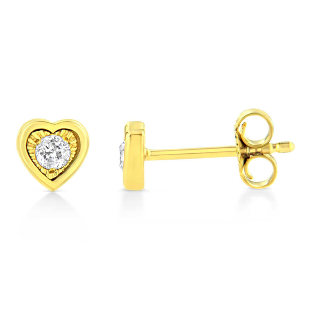 Aretes de plata de ley 925 bañados en oro amarillo de 10 quilates con diamantes engastados milagros de 1/10 quilates (formas a elegir) - Friggin Jewelry