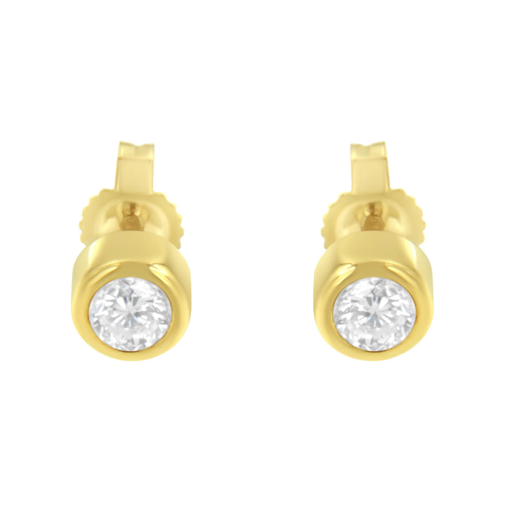 10K Gold 0.30 Cttw Round Brilliant-Cut Near Colorless Diamond Bezel-Set Stud Earrings (H-I Color, I1-I2 Clarity) - Friggin Jewelry