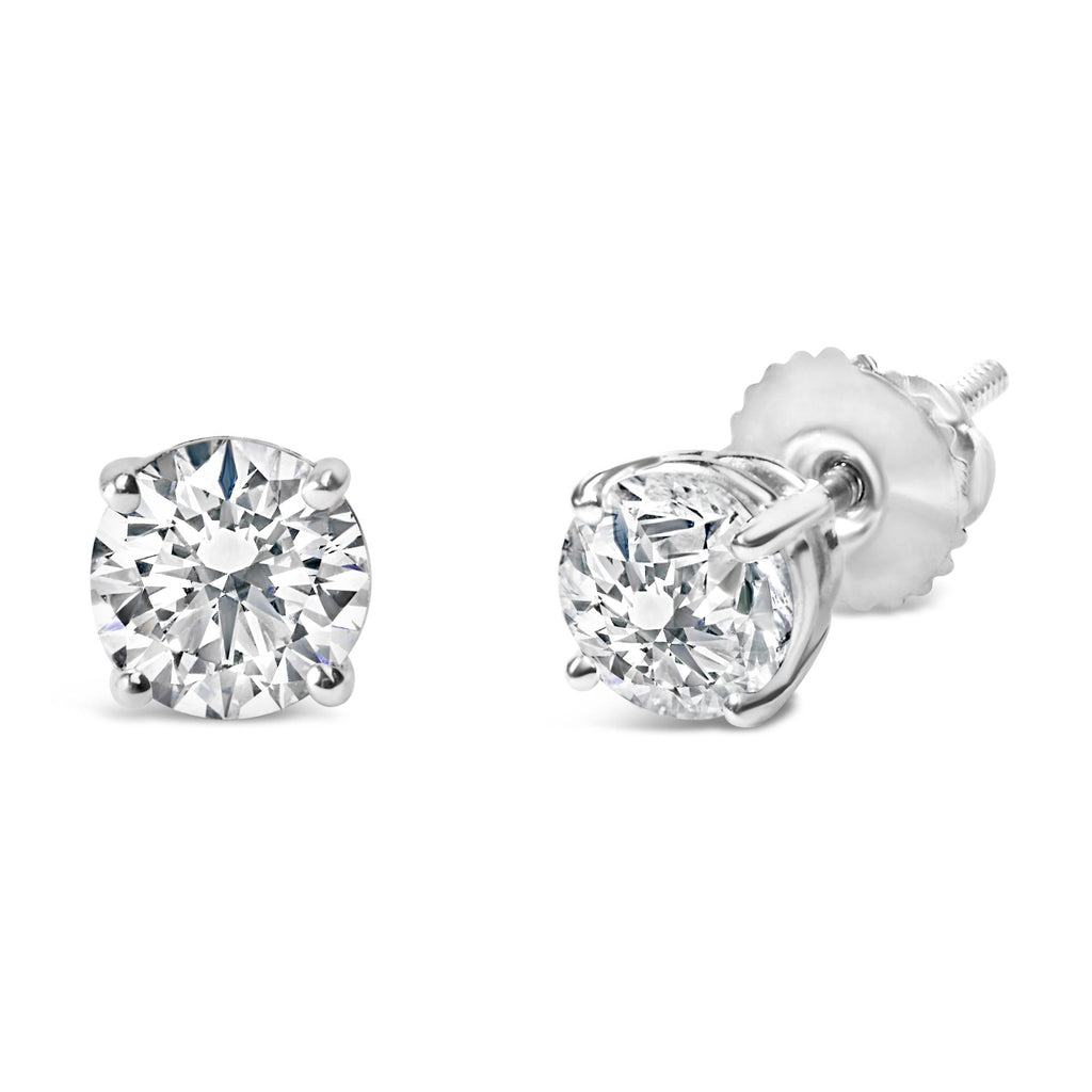 14K Gold 3.0 Cttw Lab Grown Diamond Solitaire Stud Earrings - Friggin Jewelry