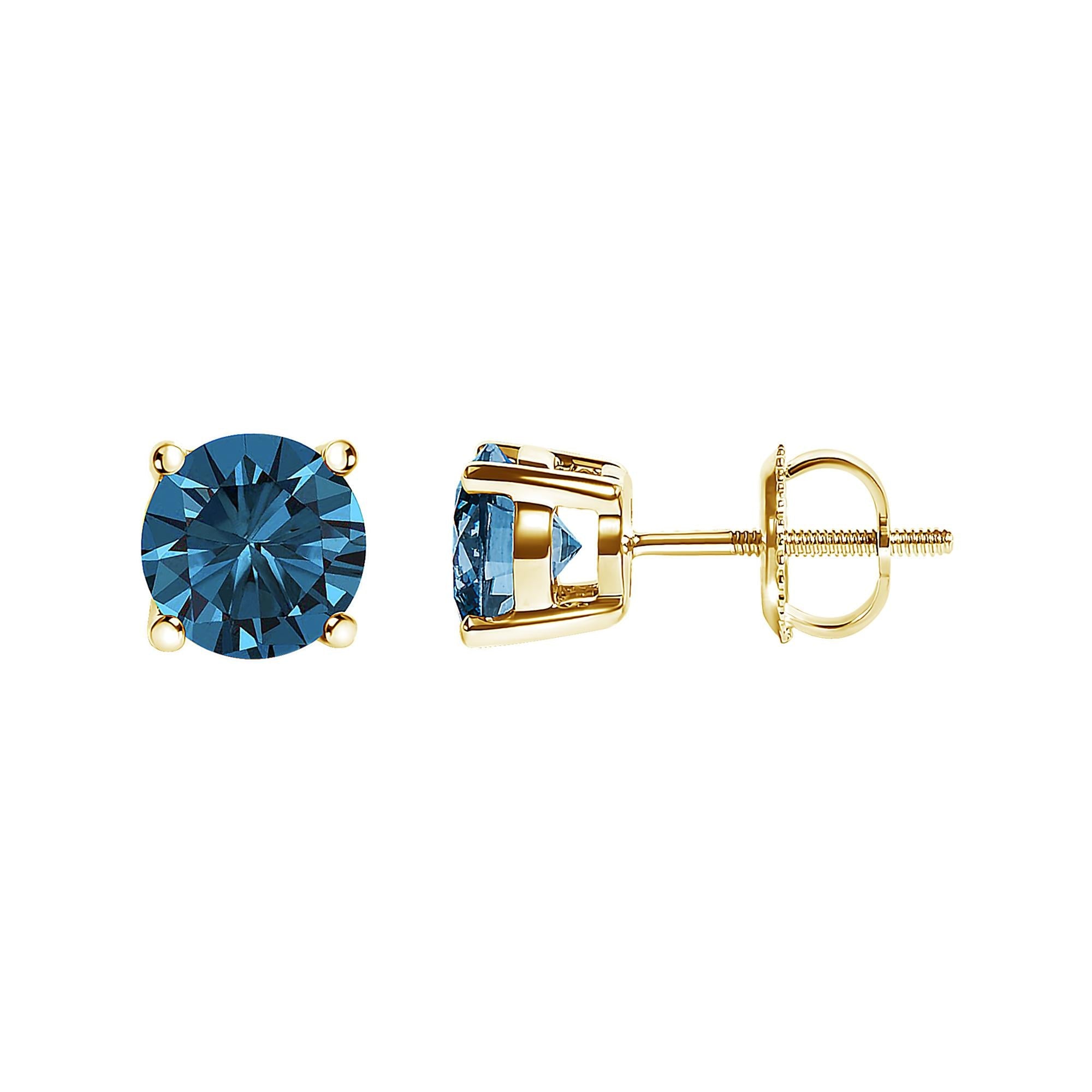 Aretes de oro de 14 quilates con diamantes azules cultivados en laboratorio y cierre de rosca - Friggin Jewelry