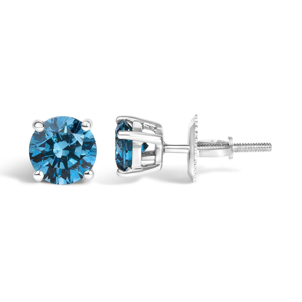 Aretes de oro de 14 quilates con diamantes azules cultivados en laboratorio y cierre de rosca - Friggin Jewelry