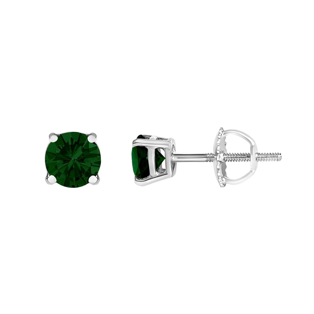 14K Gold Lab Grown Green Diamond Classic Solitaire Stud Earrings - Friggin Jewelry