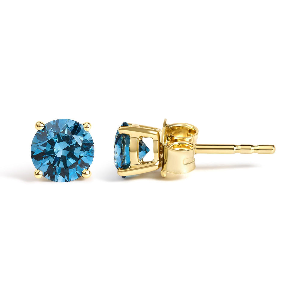 Aretes de oro de 14 quilates con diamantes azules cultivados en laboratorio y cierre de rosca - Friggin Jewelry