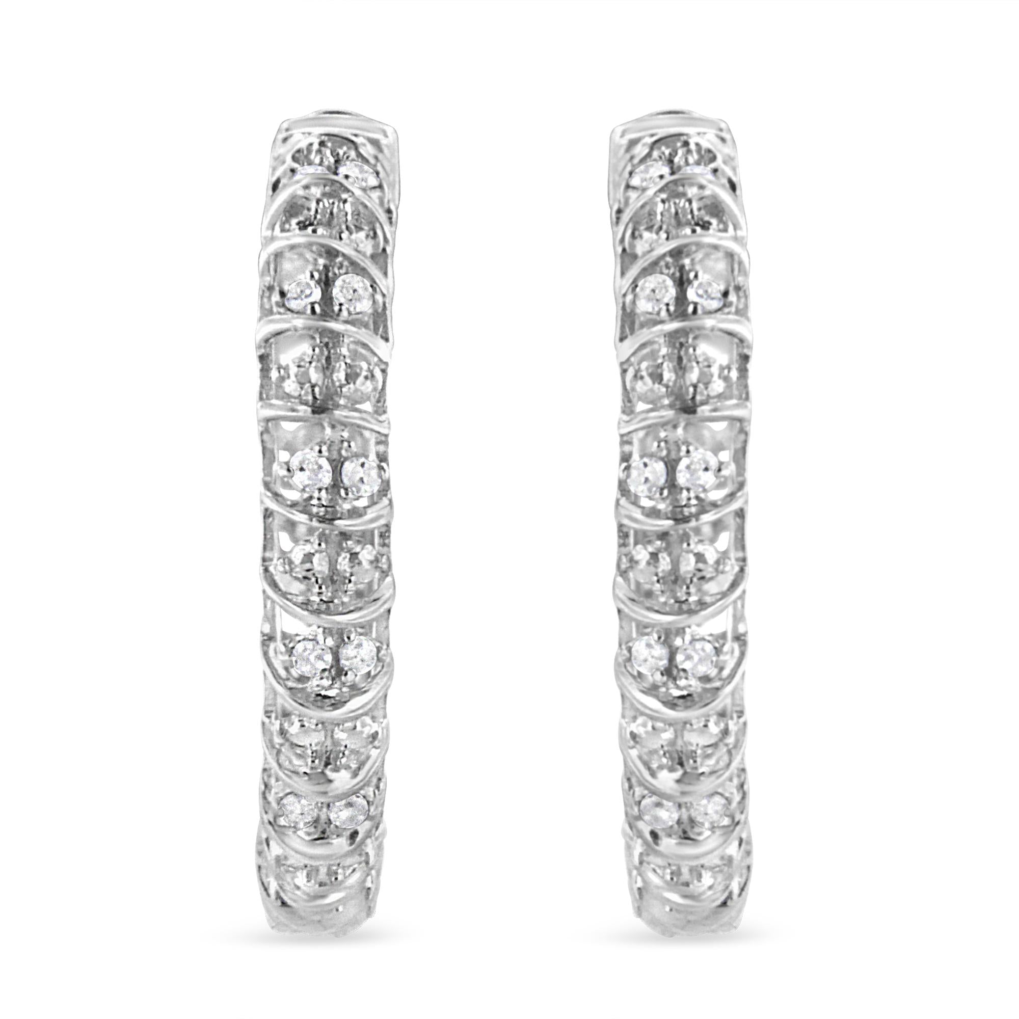 Orecchini a cerchio in argento sterling 925 con diamanti da 1/2 carati (colore IJ, purezza I2-I3) - Friggin Jewelry