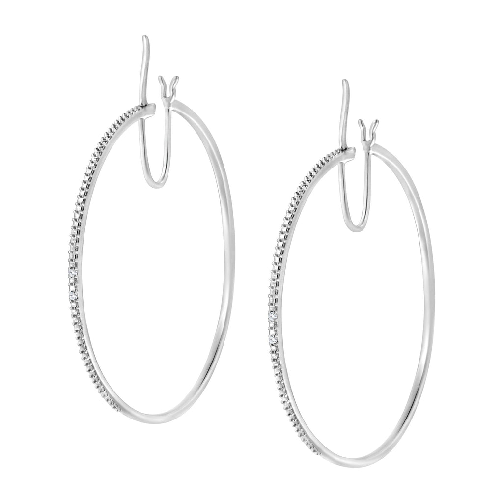 Orecchini a cerchio di medie dimensioni con diamanti in argento sterling 925 (colore IJ, purezza I2-I3) - Friggin Jewelry