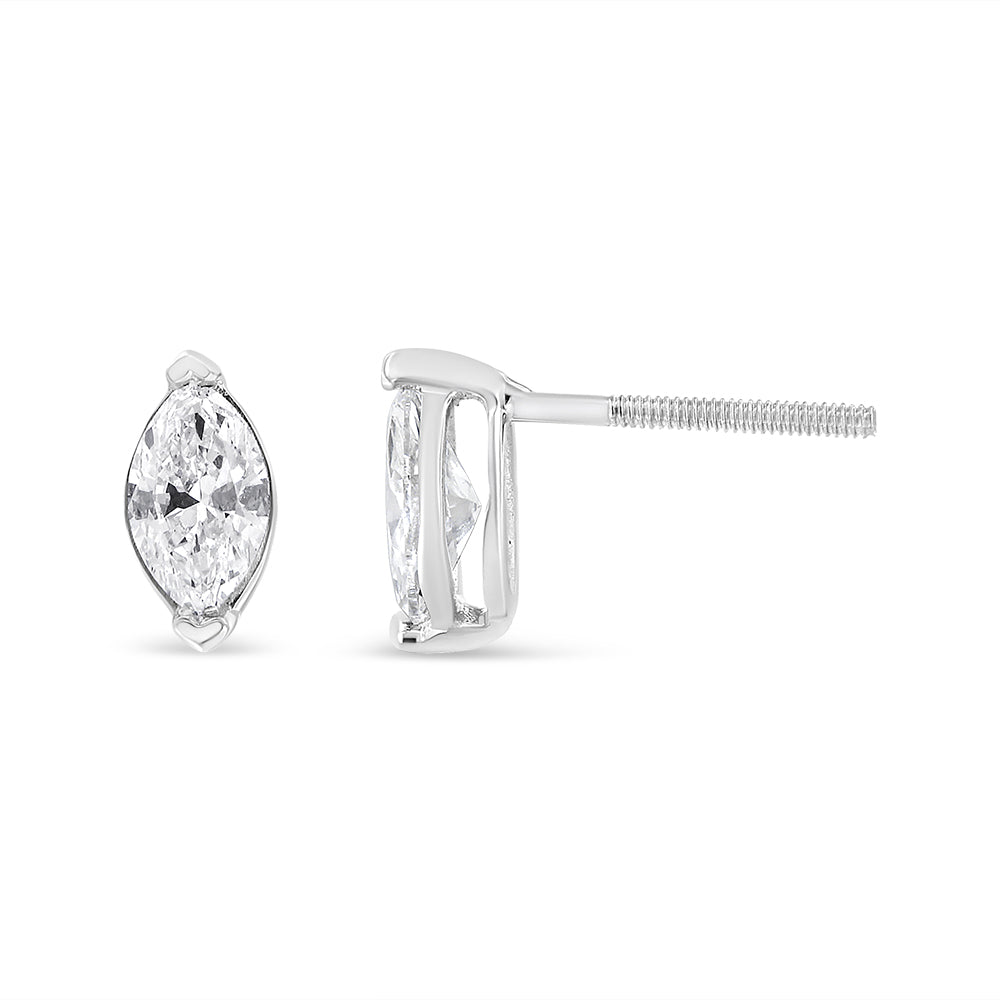 Aretes solitarios de diamantes cultivados en laboratorio de 4/5 quilates en oro blanco de 14 quilates - Friggin Jewelry