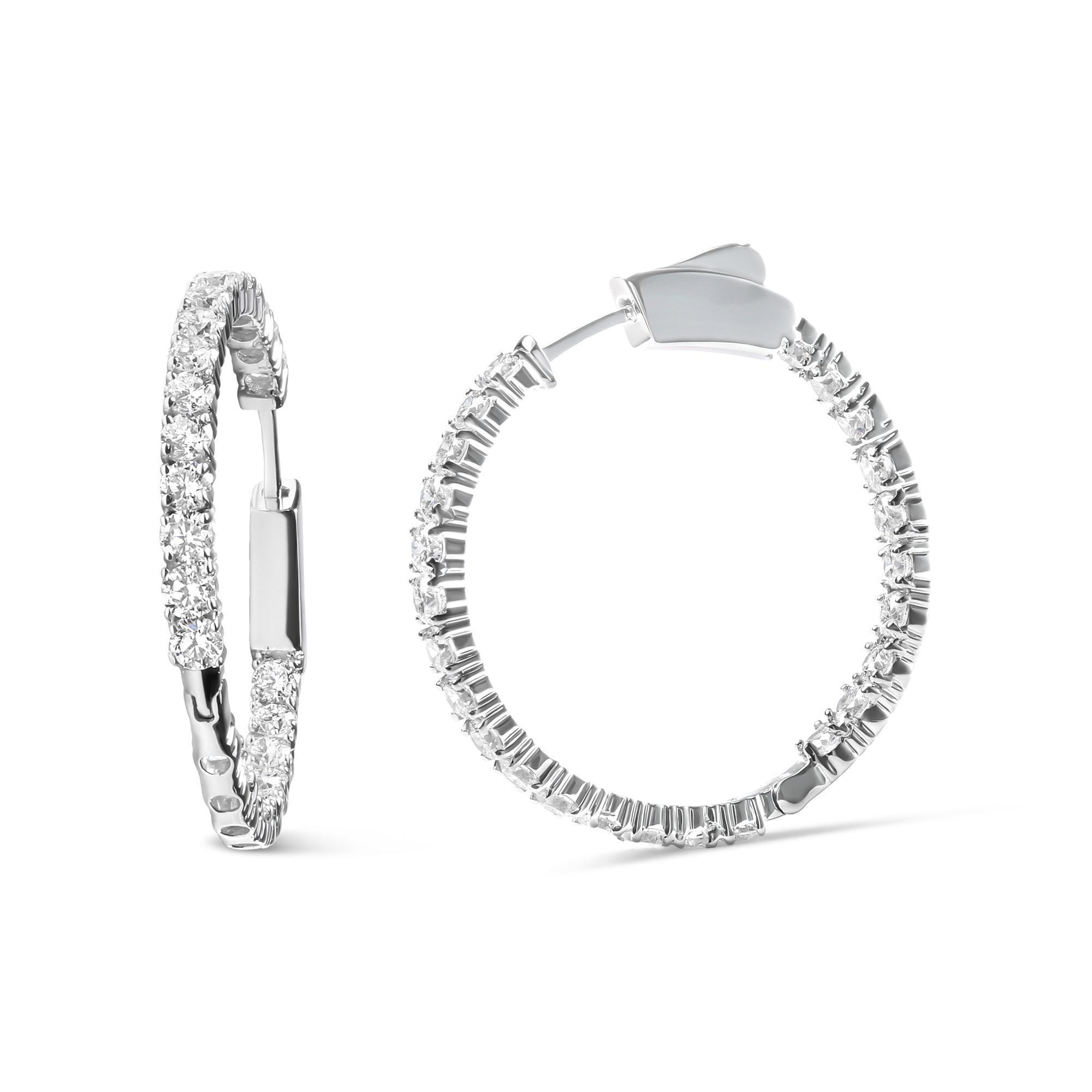 Orecchini a cerchio in oro bianco 14 carati con diamanti coltivati ​​in laboratorio da 3,00 ct (colore FG, purezza VS1-VS2) - Friggin Jewelry