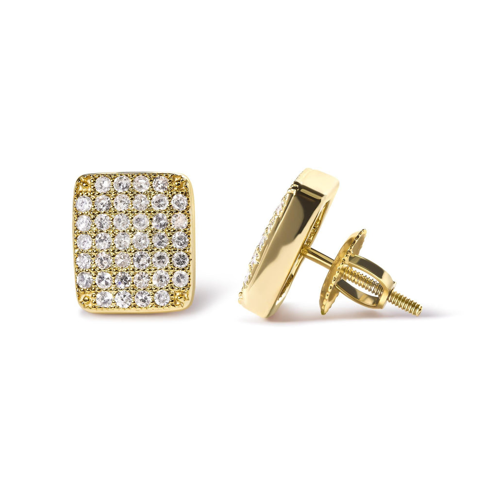 Aretes de oro amarillo de 14 quilates con diamantes de 1/2 quilates en forma de racimo compuesto (color IJ, claridad I1-I2) - Friggin Jewelry