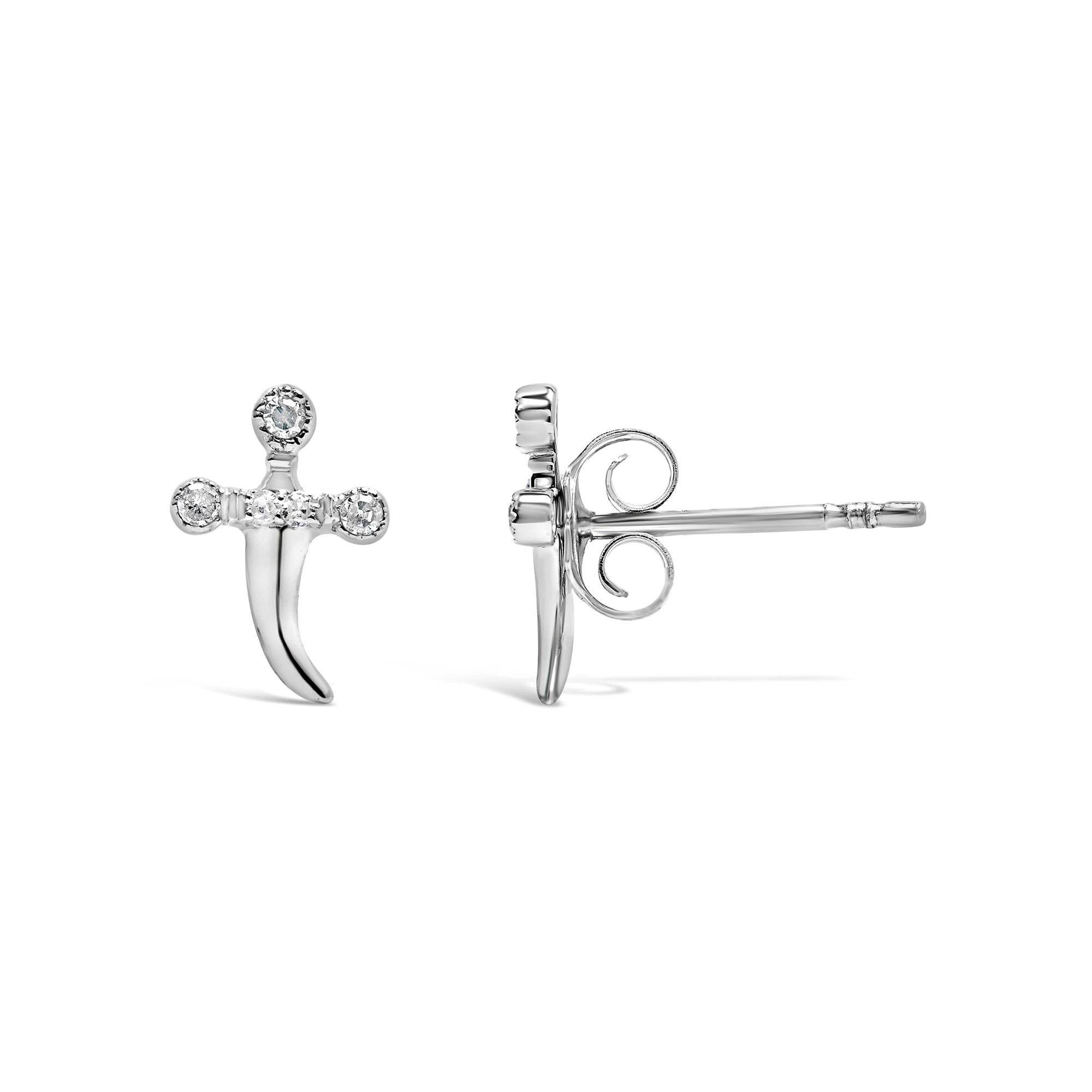 Pendientes de plata de ley 925 con detalle de diamante (color HI, claridad I2-I3) - Friggin Jewelry