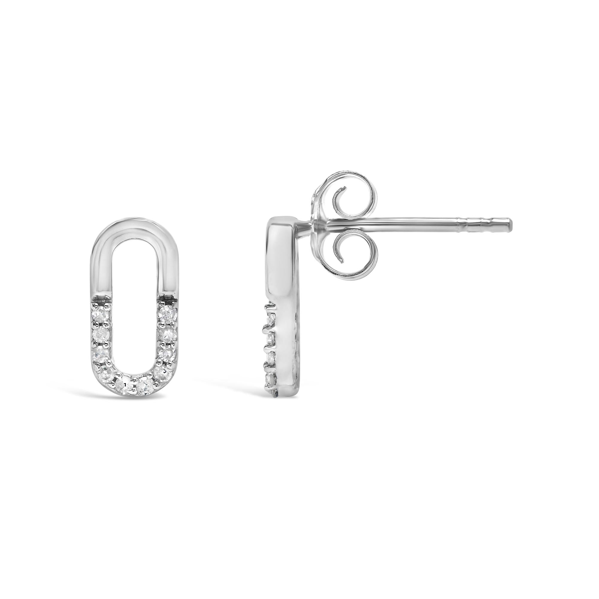 Pendientes de clip de diamante con diamante 1/10 en plata de ley 925 (color HI, claridad I2-I3) - Friggin Jewelry