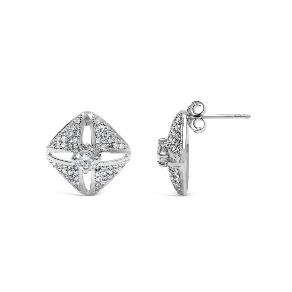 Pendiente de rombo con diamantes de 1,0 ct en plata de ley 925 (color HI, claridad I2-I3) - Friggin Jewelry