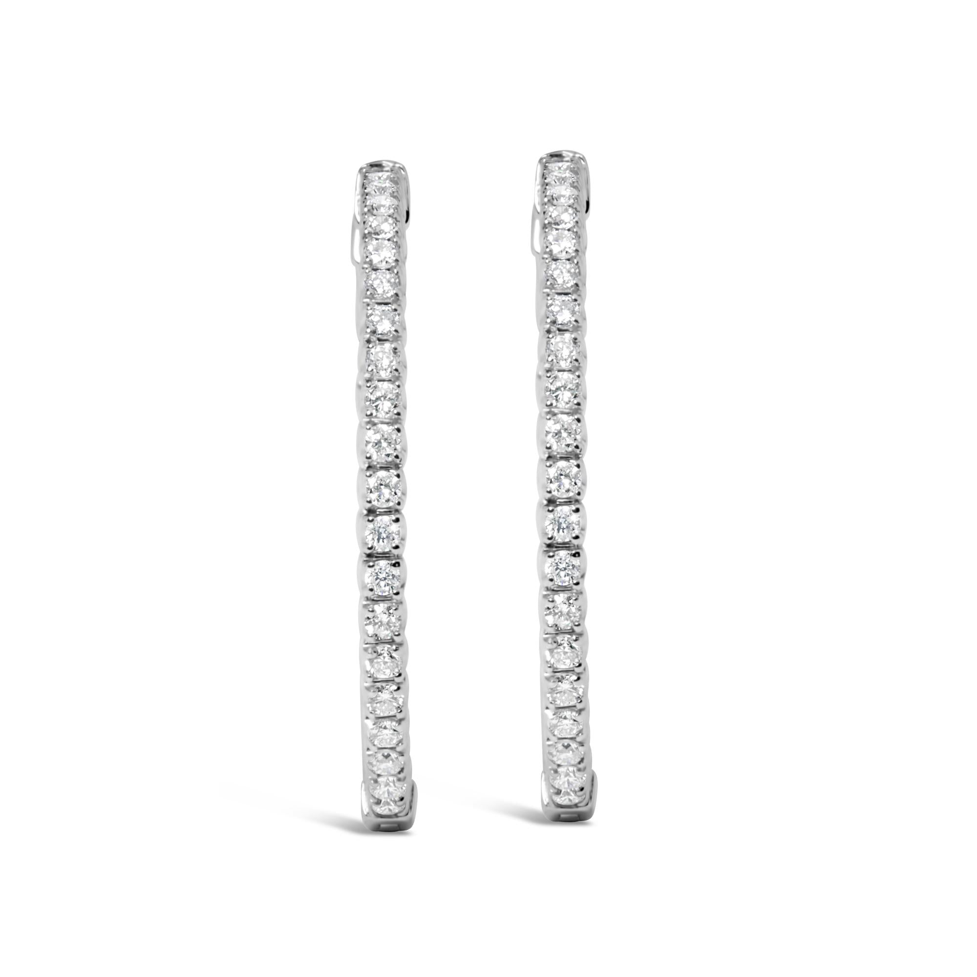 Orecchini a cerchio in oro bianco 14 carati con diamanti coltivati ​​in laboratorio da 1 3/4 carati (colore GH, purezza VS2-SI1) - Friggin Jewelry