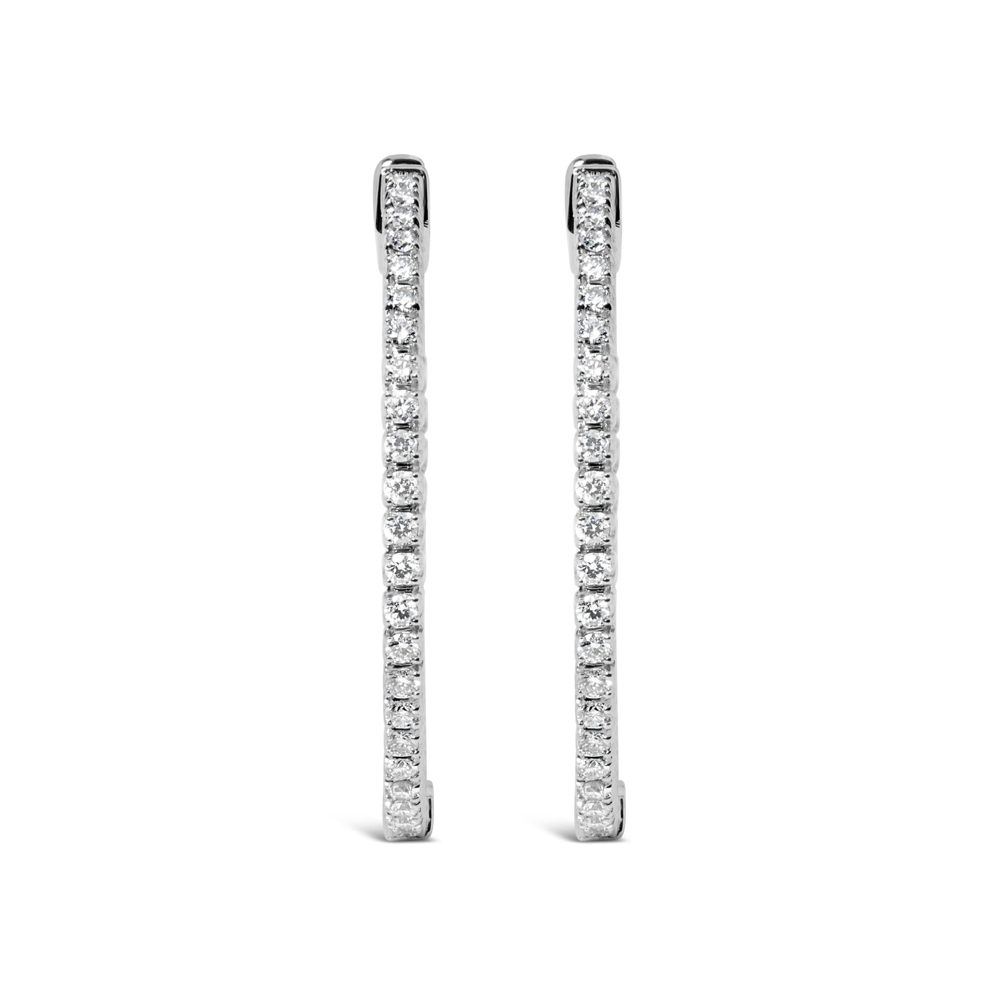 Orecchini a cerchio in oro bianco 14 carati con diamanti coltivati ​​in laboratorio da 1 1/2 carati (colore GH, purezza VS2-SI1) - Friggin Jewelry