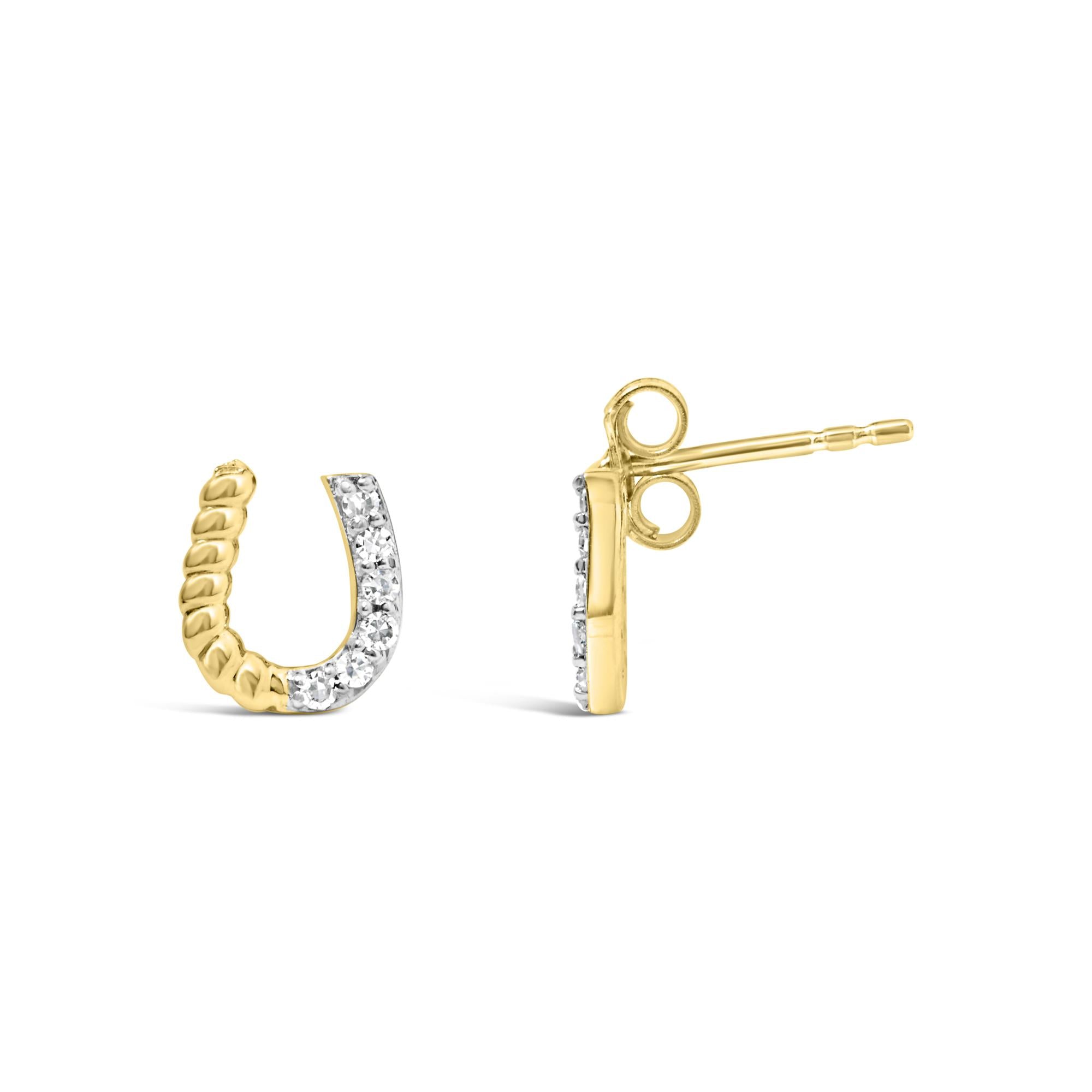 Aretes de herradura trenzada de oro amarillo de 10 quilates (1/10 quilates) (color HI, claridad SI1-SI2) - Friggin Jewelry