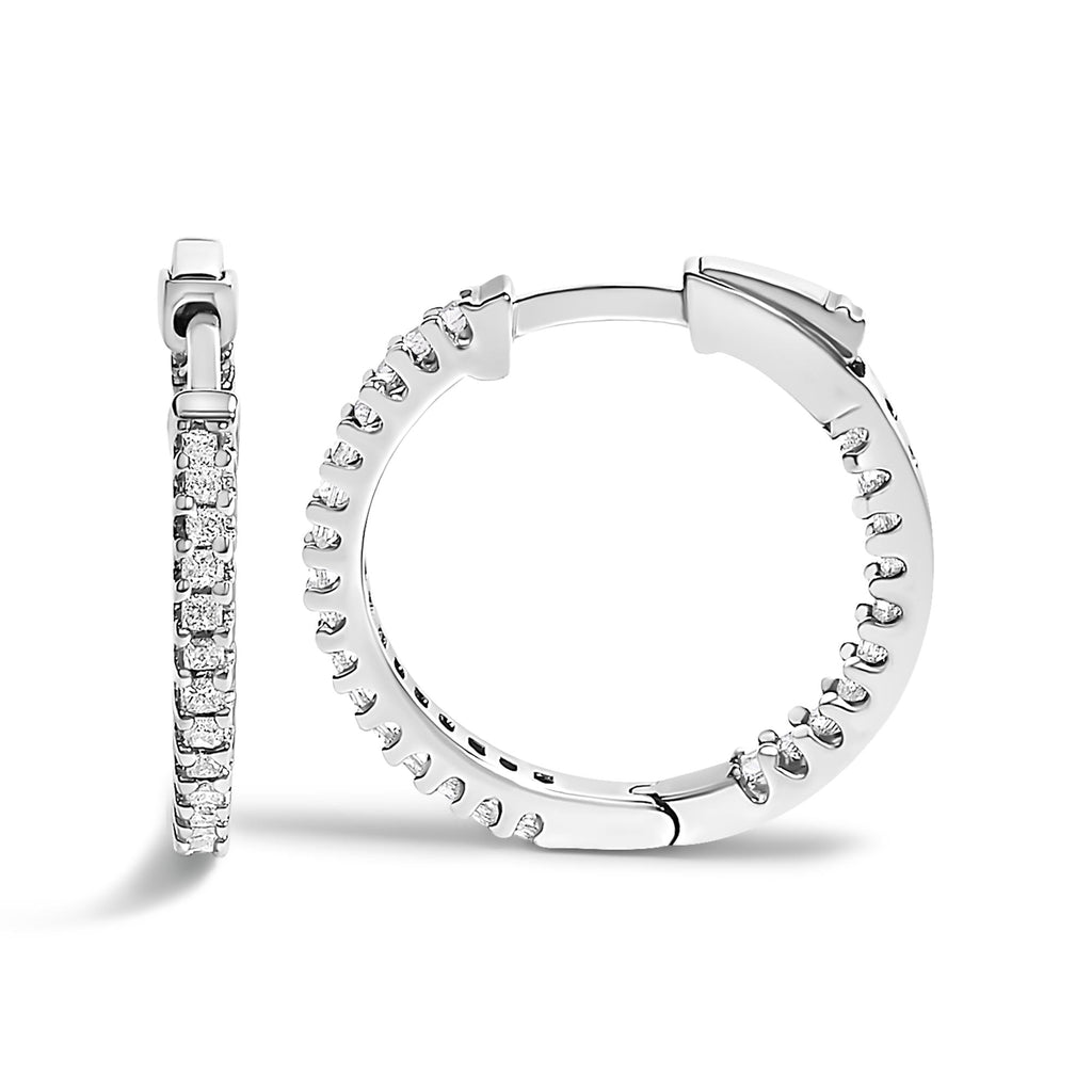 Aros de plata de ley 925 con diamantes princesa de 1/2 ct y acabado al revés (color GH, claridad VS2-SI1) - Friggin Jewelry