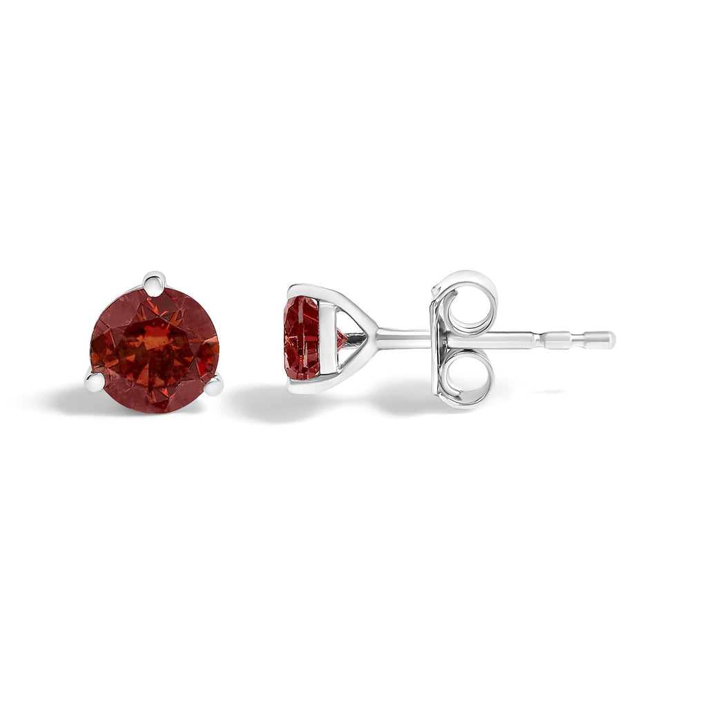 14K White Gold 1/2 Cttw Lab-Grown Round Brilliant-Cut Colored Diamond Classic 3-Prong Martini set Stud Earrings (VS1-VS2 Clarity) - Friggin Jewelry