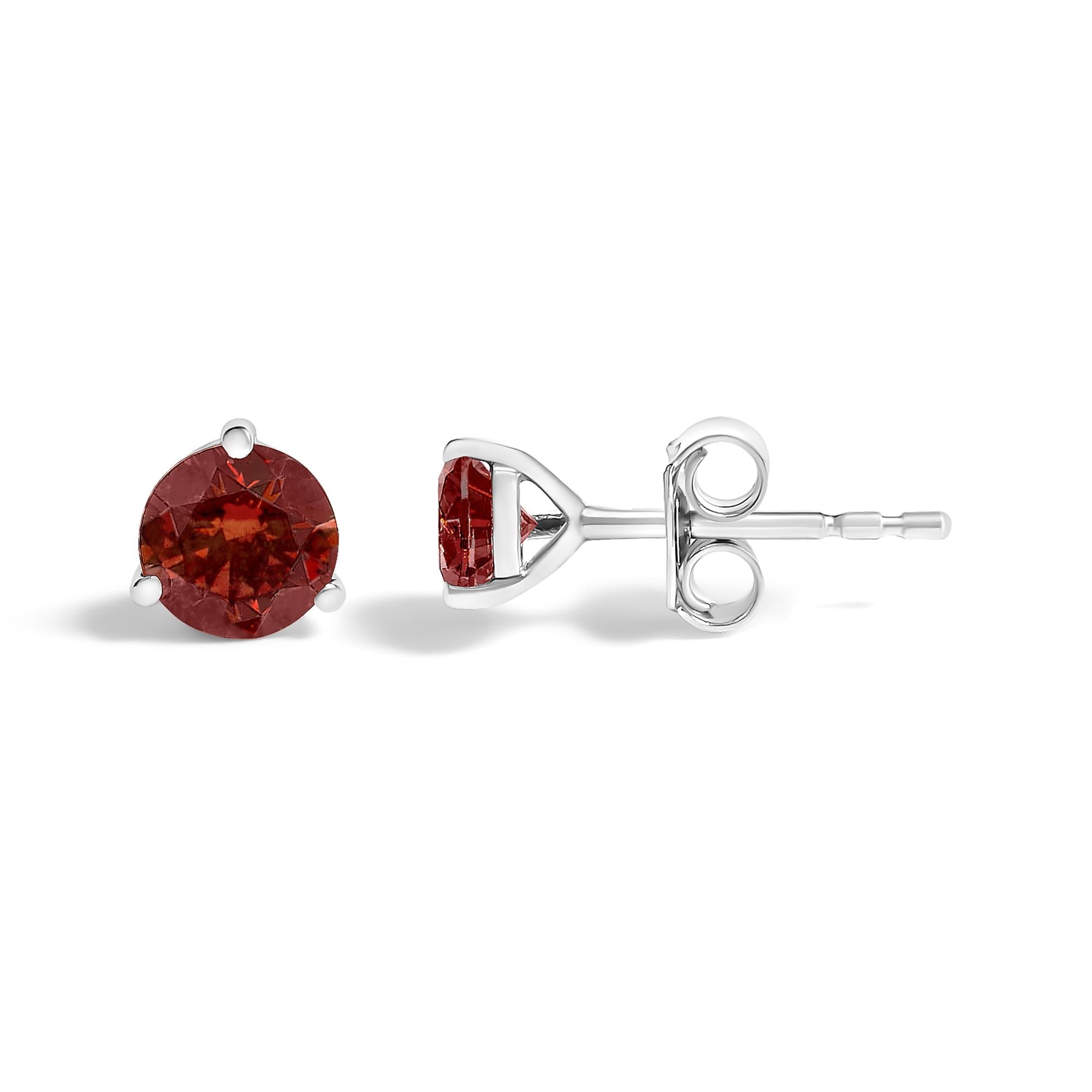 14K White Gold 1/2 Cttw Lab-Grown Round Brilliant-Cut Colored Diamond Classic 3-Prong Martini set Stud Earrings (VS1-VS2 Clarity) - Friggin Jewelry