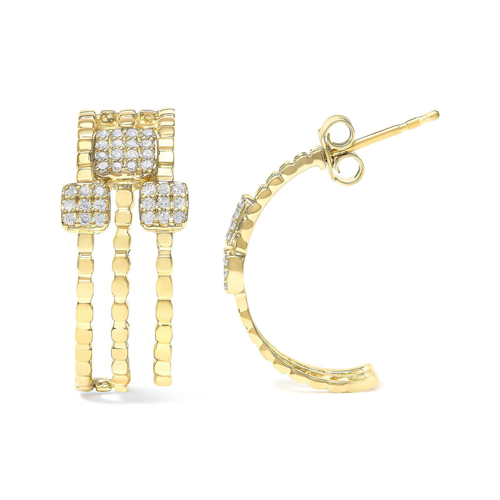 Pendientes colgantes de eslabones multidimensionales con diamantes de 1/4 ct y baño de oro amarillo de 14 quilates en plata de ley 925 (color HI, claridad I1-I2) - Friggin Jewelry
