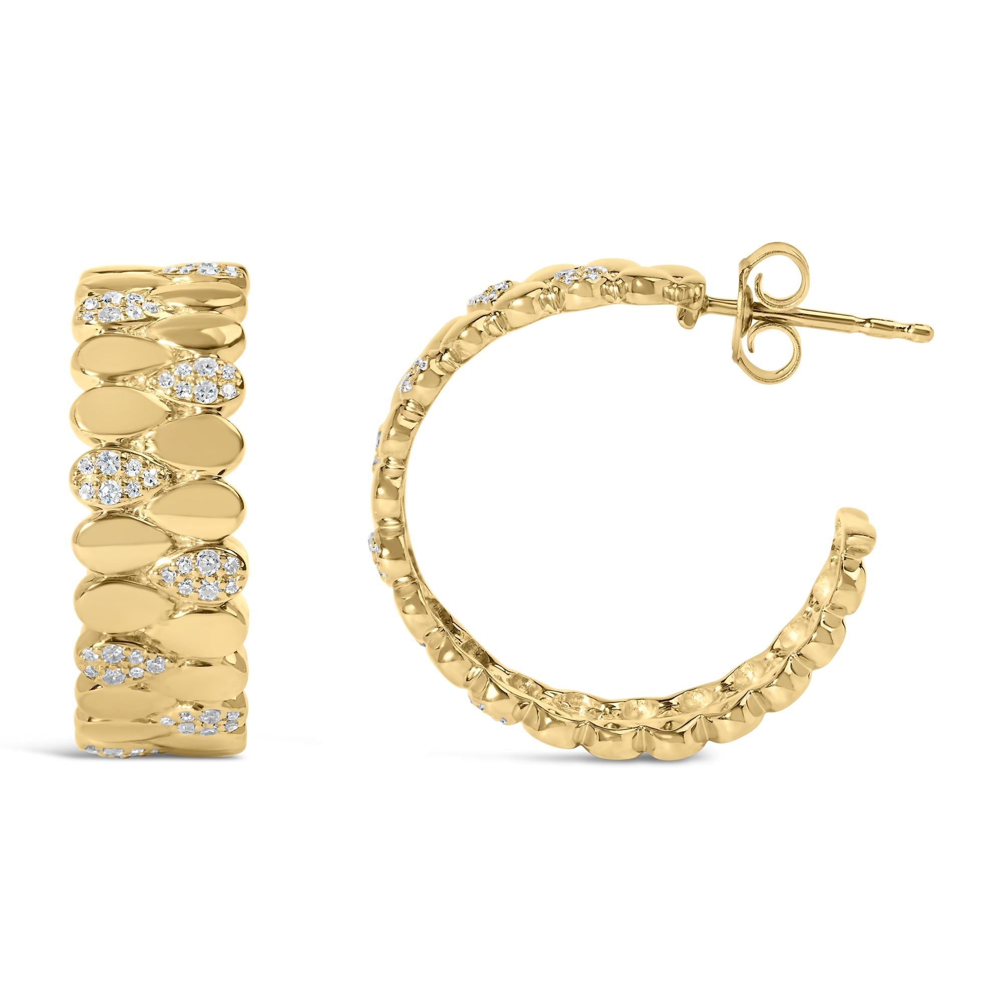 Orecchini a cerchio a forma di J in argento sterling 925 placcato oro giallo 14K con diamanti da 3/8 carati (colore HI, purezza I1-I2) - Friggin Jewelry