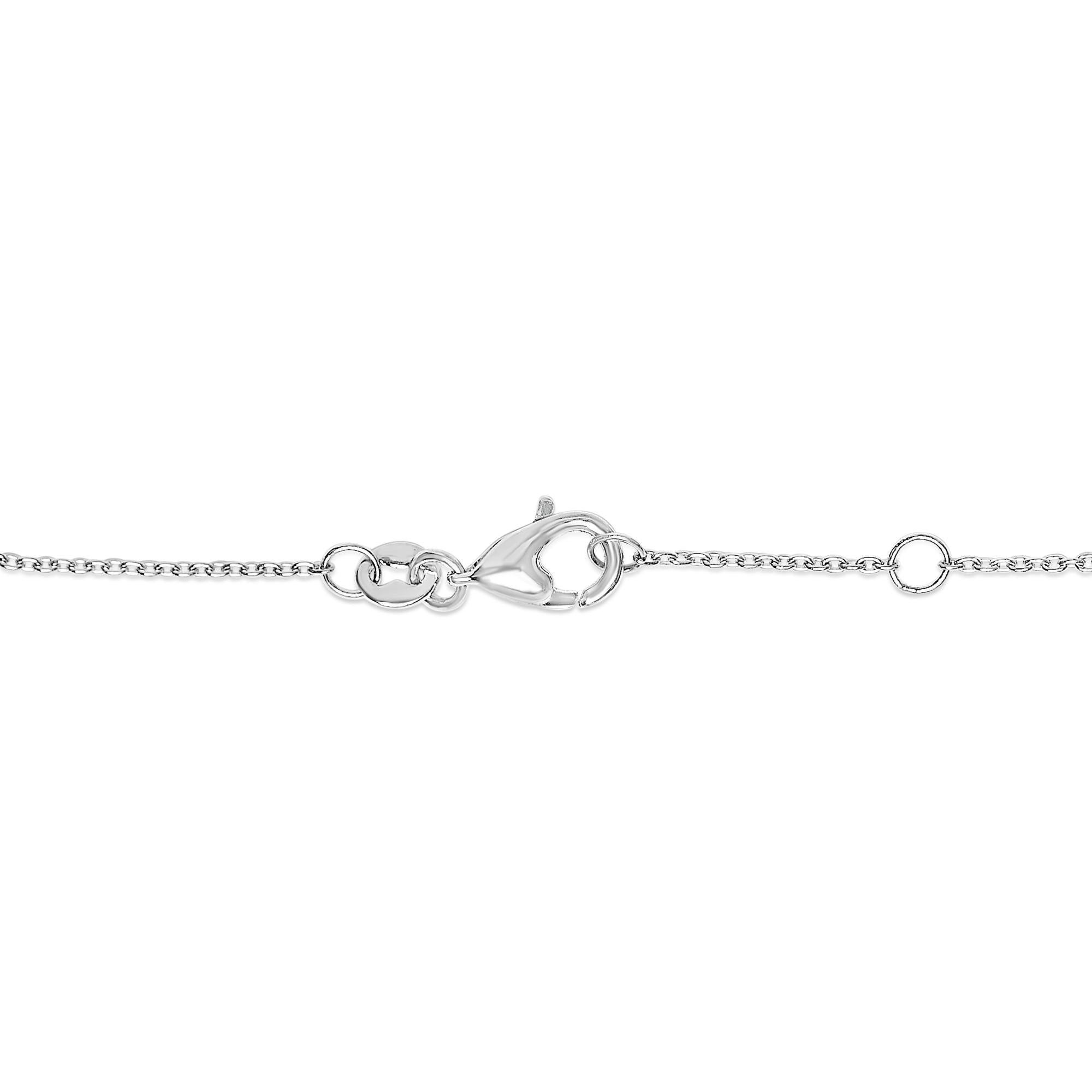 14K White Gold Alternating Blue Sapphire and Diamond Bezel Station Chain Bracelet - Size 7.5 inch - Friggin Jewelry