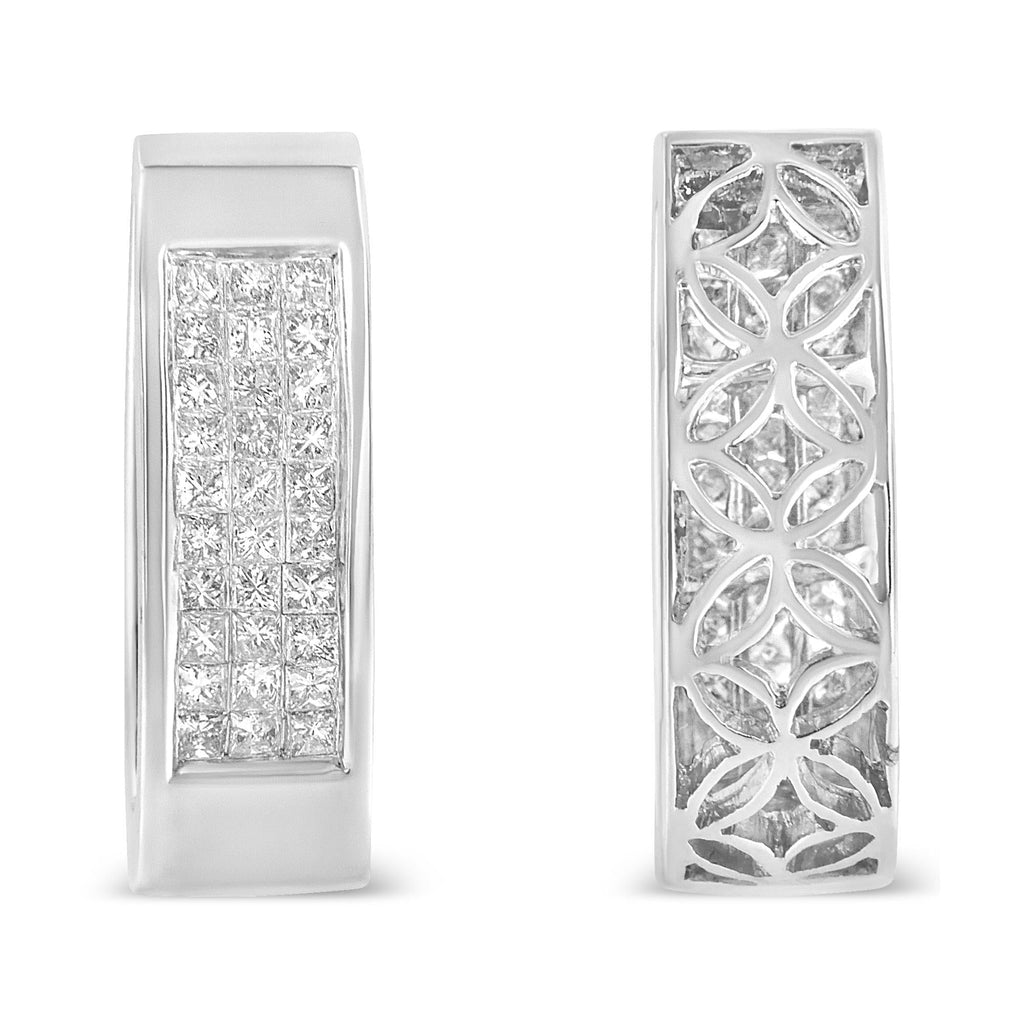 Collar con colgante de barra vertical de 18" en oro de 14 quilates, 1/2 ct, diamante de talla princesa engastado invisible (color HI, claridad SI2-I1) - Friggin Jewelry