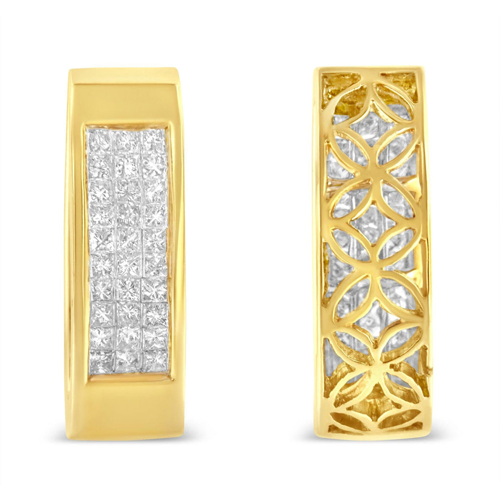 Collar con colgante de barra vertical de 18" en oro de 14 quilates, 1/2 ct, diamante de talla princesa engastado invisible (color HI, claridad SI2-I1) - Friggin Jewelry