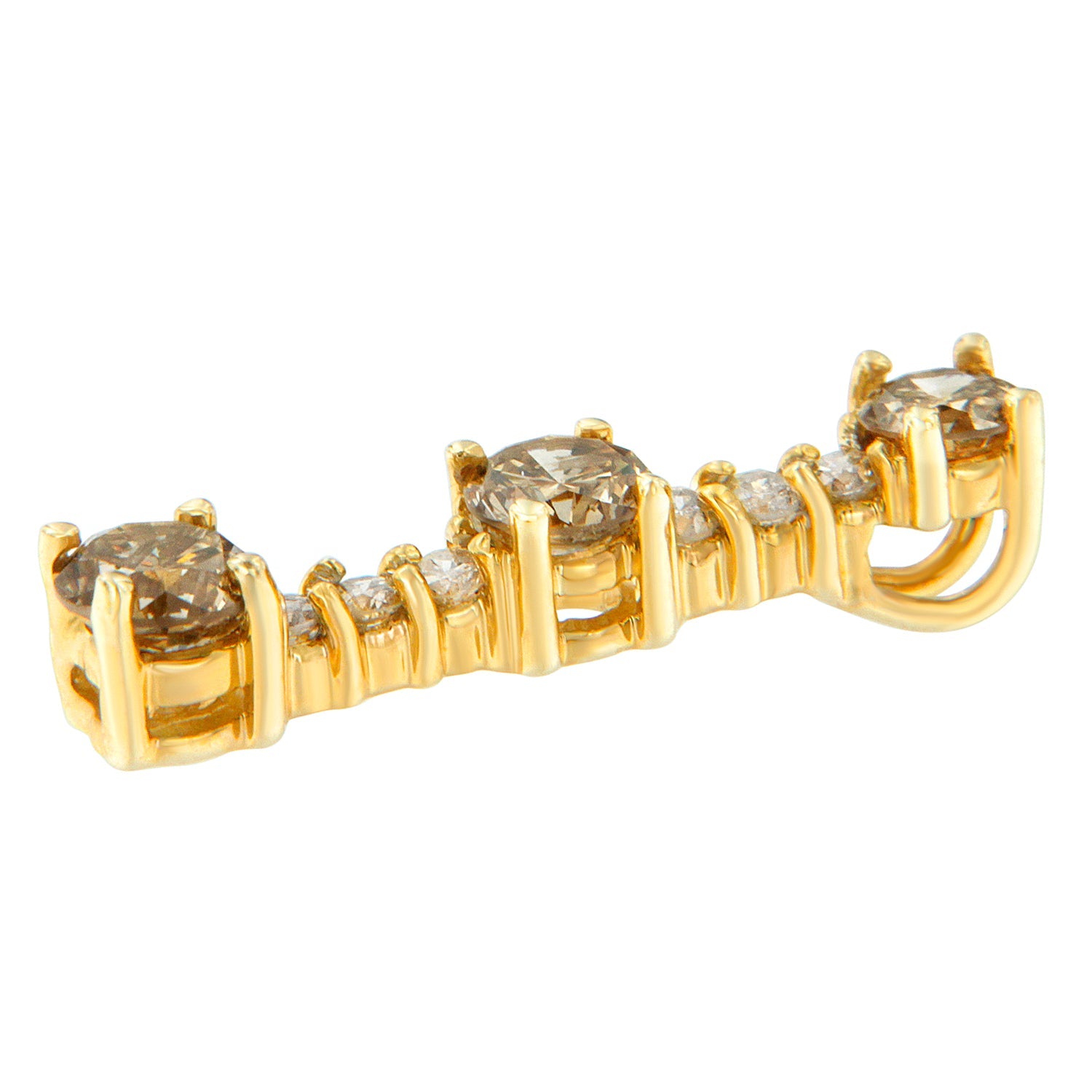 Collar con colgante de gota de diamantes blancos y champán de talla redonda de 1 ct en oro amarillo de 14 quilates (IJ, I1-I2) - Friggin Jewelry