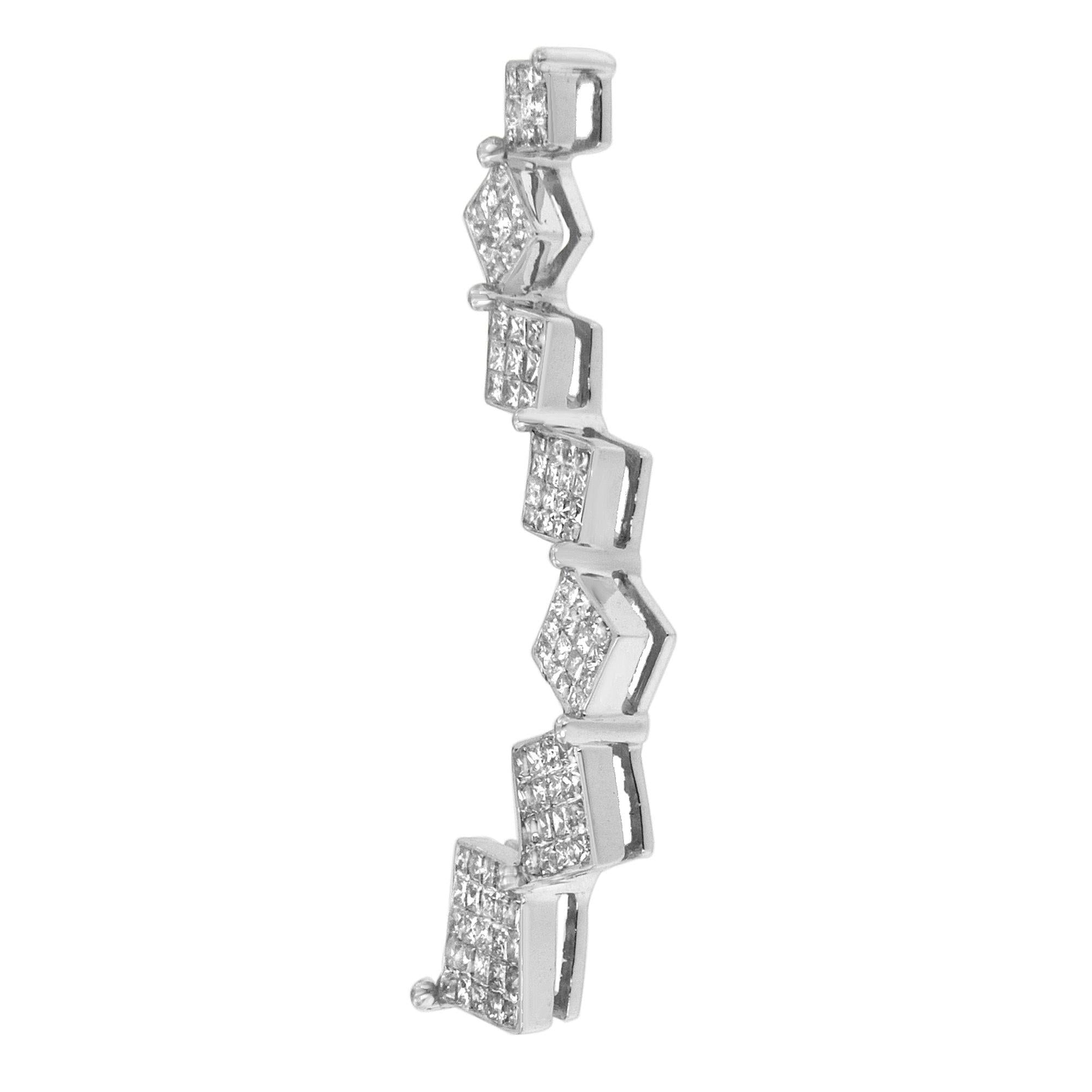Collar con colgante curvo de serpiente de diamantes de 1 ct en oro blanco de 10 quilates (HI, I1-I2) - Friggin Jewelry