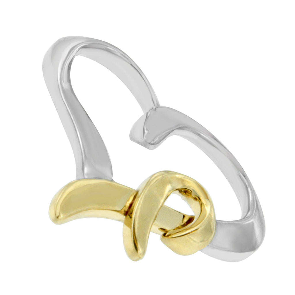 .925 Sterling Silver and 14K Yellow Gold Two-Tone Heart Shaped Pendant Necklace - Friggin Jewelry