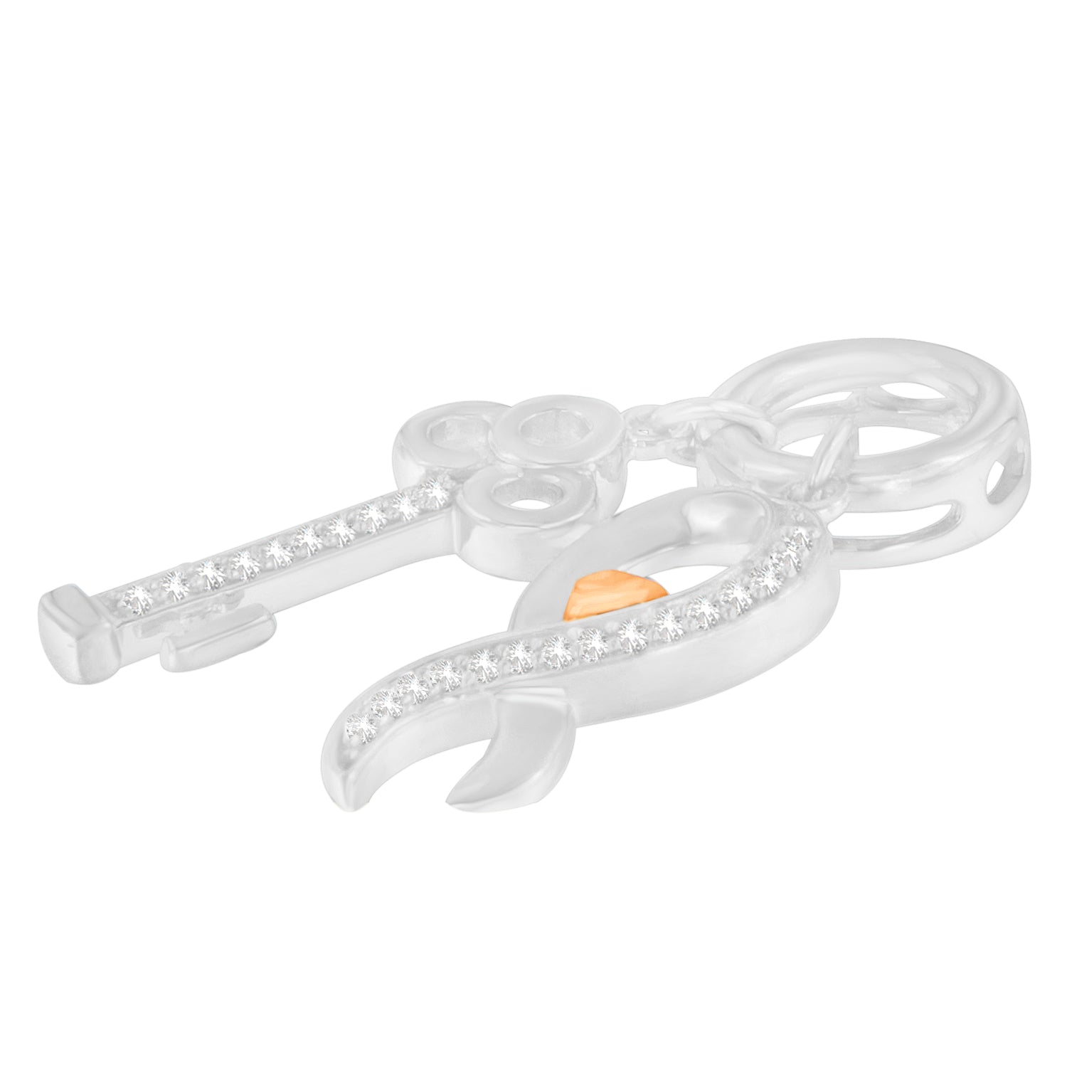 Collana con ciondolo a forma di chiave in argento sterling 925 bicolore da 1/6 ct con diamanti (HI, I1-I2) - Friggin Jewelry